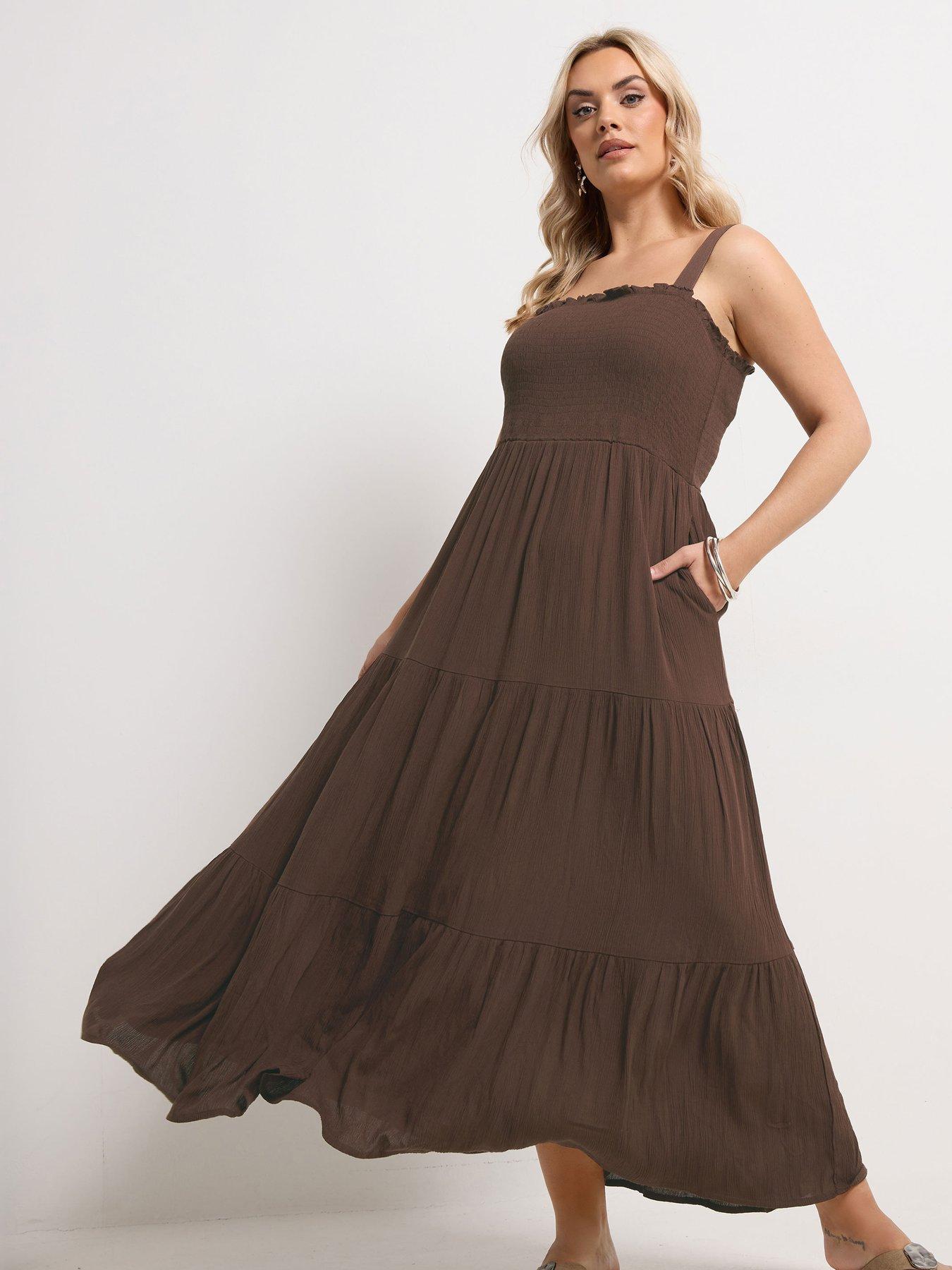 Yours Curve Shirred Strappy Maxi Dress
