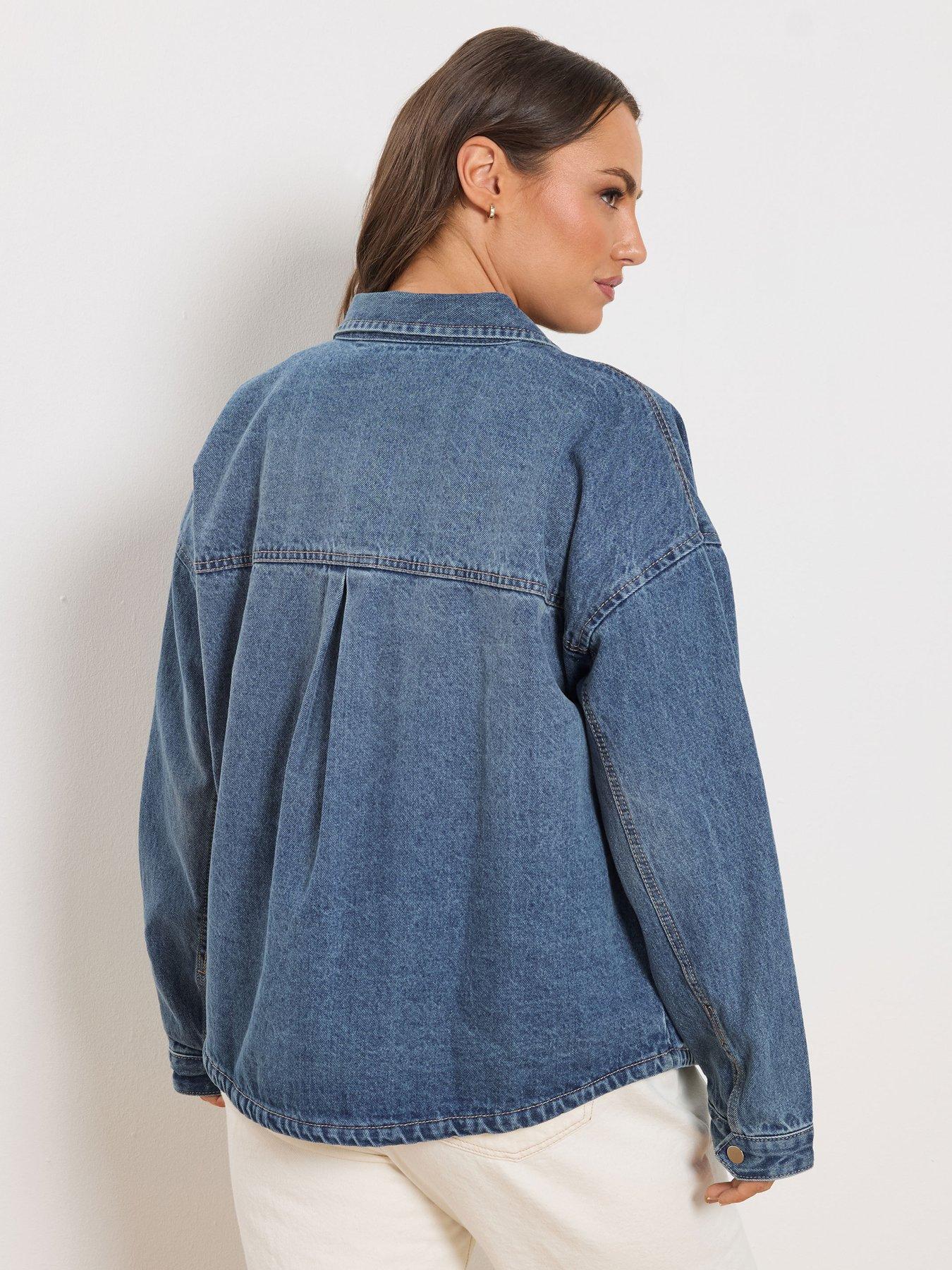 stillFront image of yours-curve-denim-washed-shacket-blue