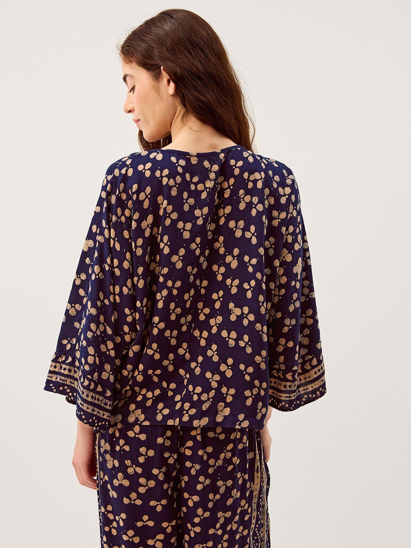 stillFront image of monsoon-clover-print-top-blue