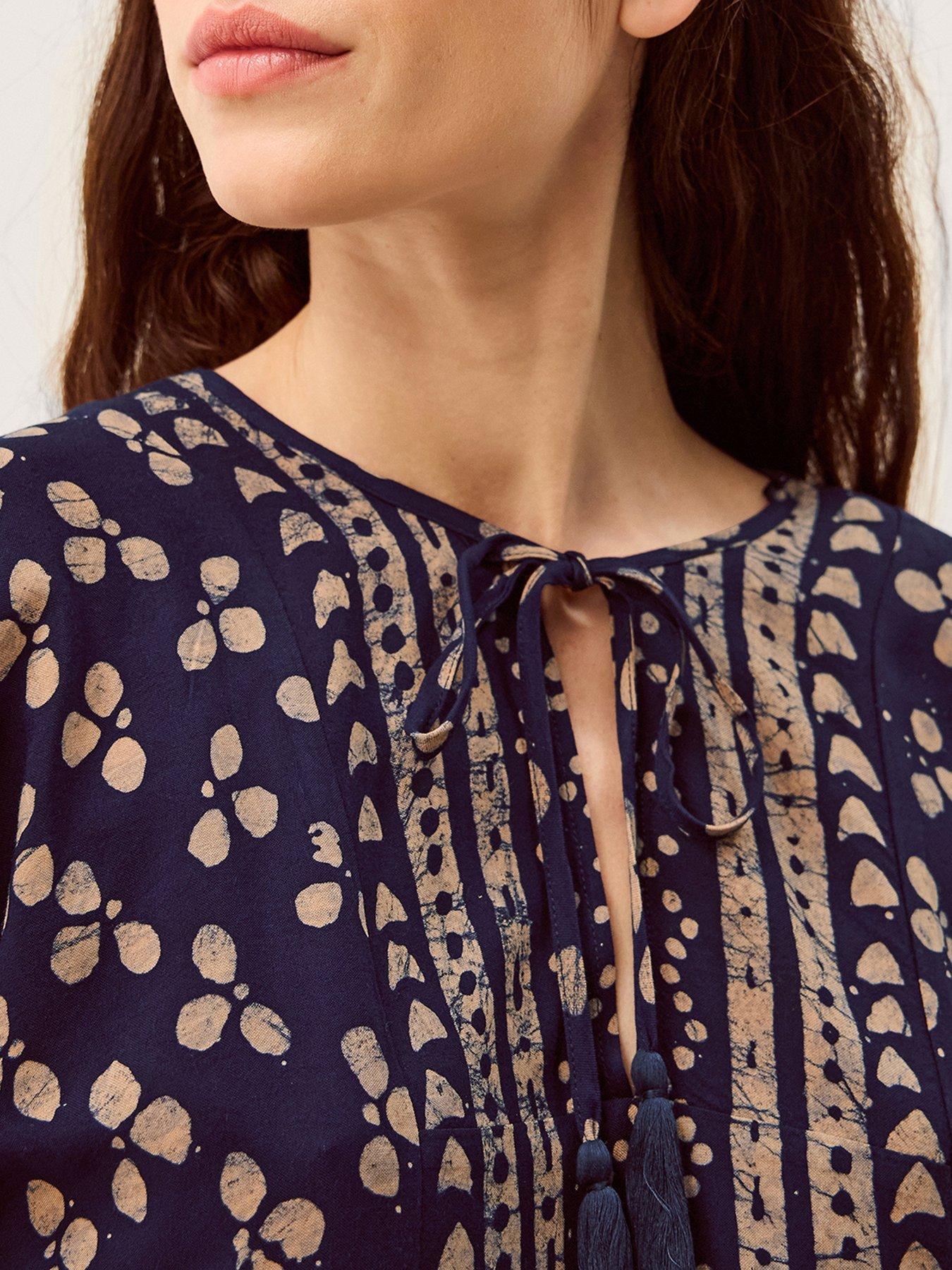  image of monsoon-clover-print-top-blue