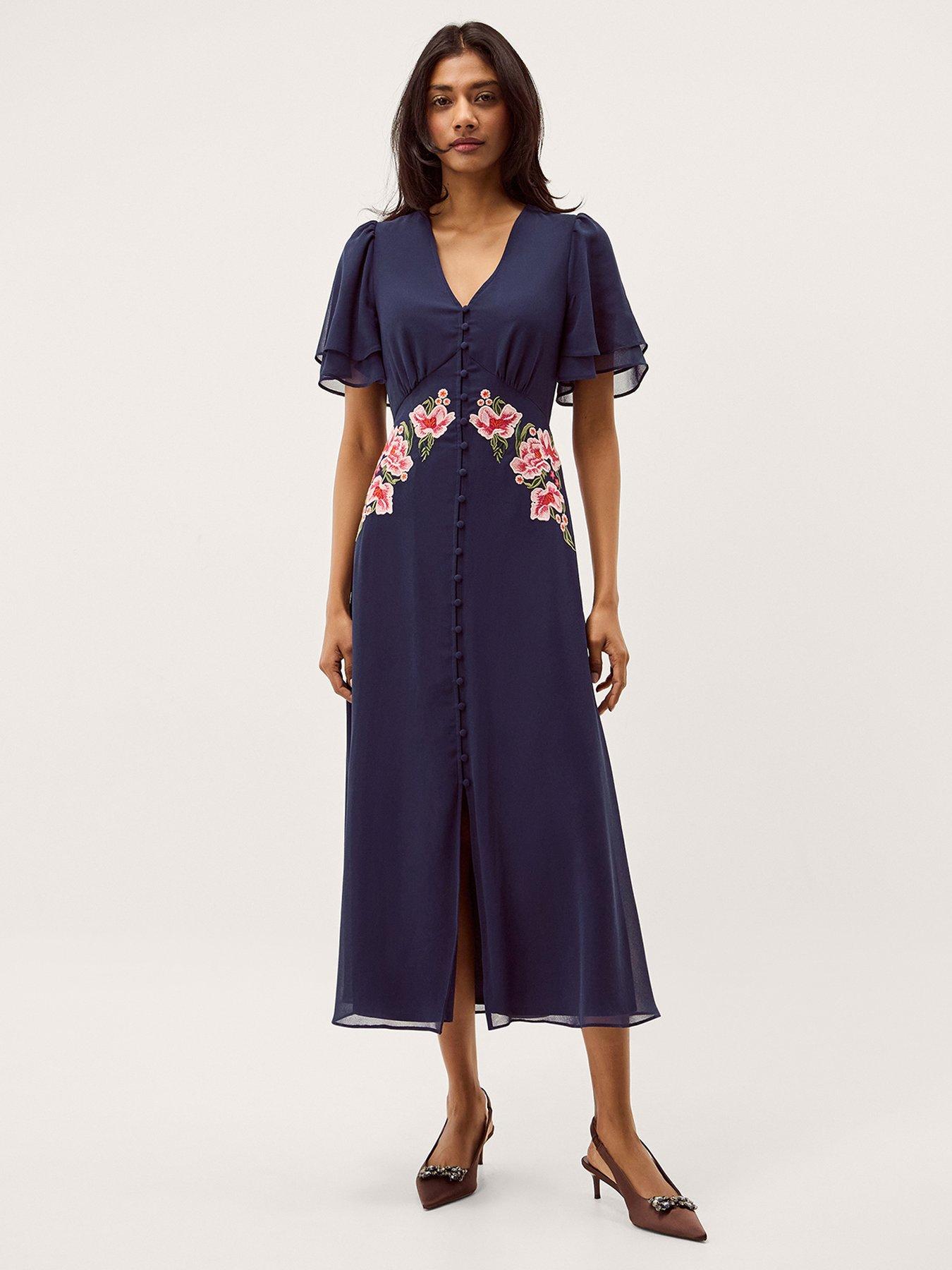 embroidered dress monsoon Buy Monsoon Blue Fallon Floral Embroidered Velvet Mini Dress from Next USA