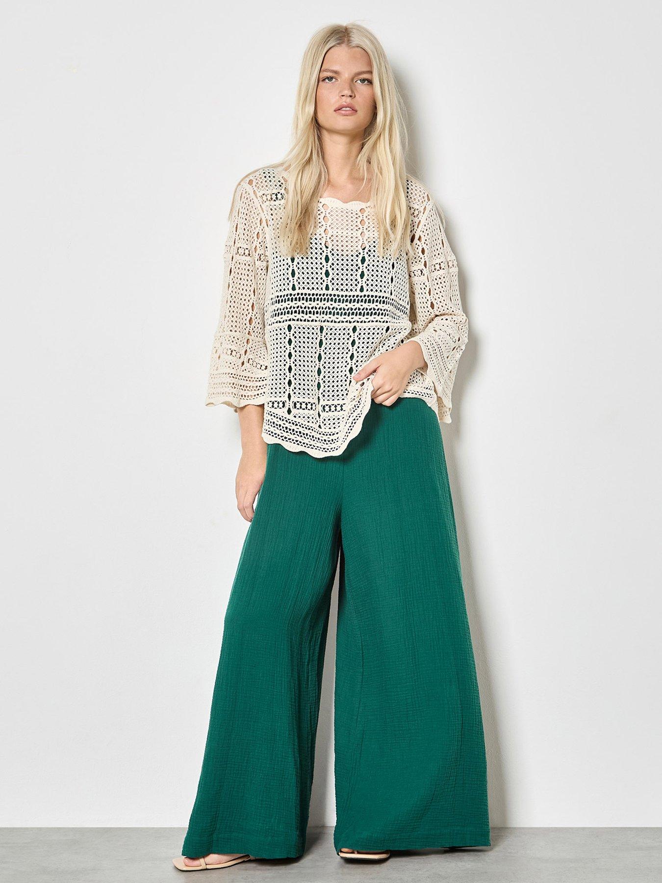  image of apricot-effortless-crochet-bell-slv-top