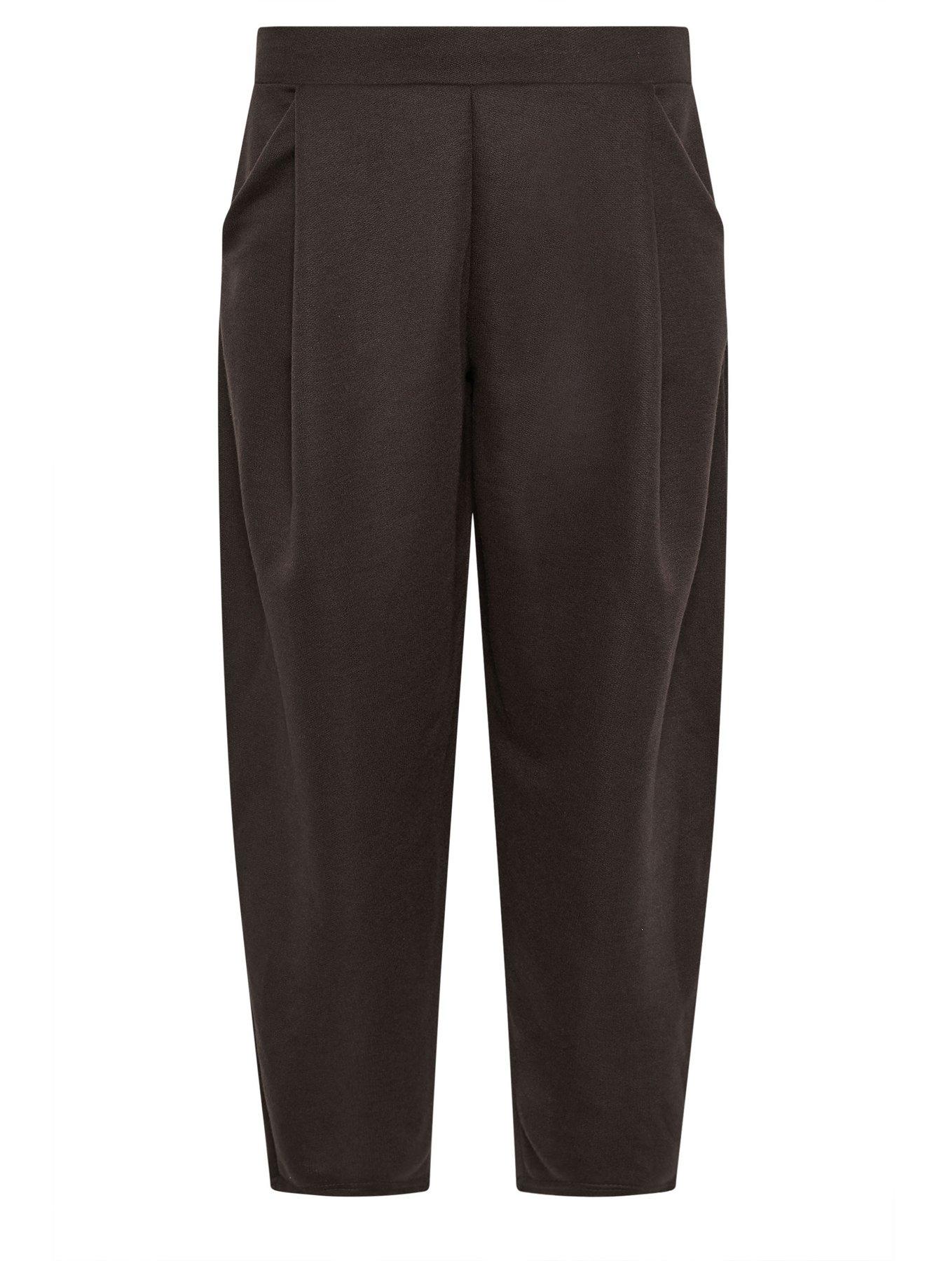 Image 5 of 5 of PixieGirl Petite Textured Jersey Barrel Trousers - Brown