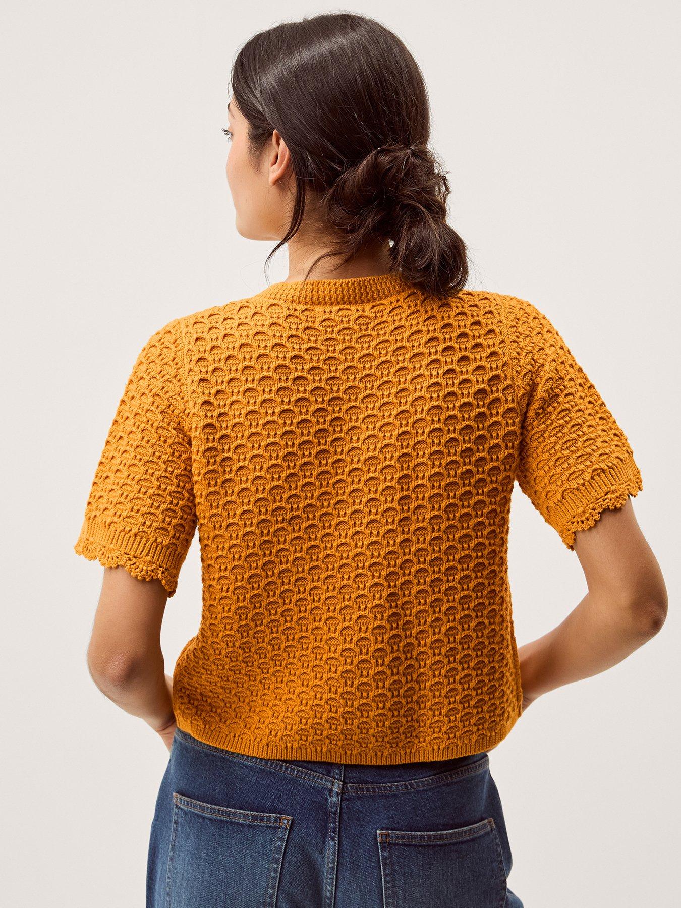  image of monsoon-sarna-stitch-cardigan-orange