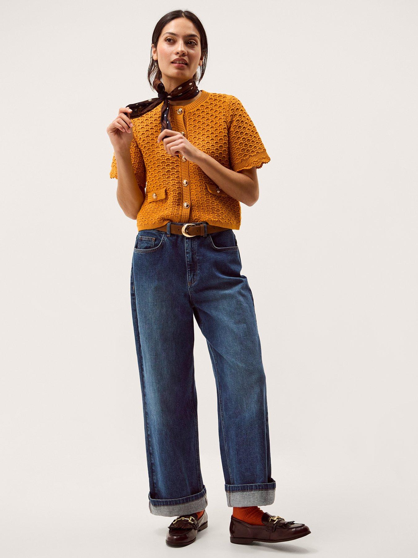  image of monsoon-sarna-stitch-cardigan-orange