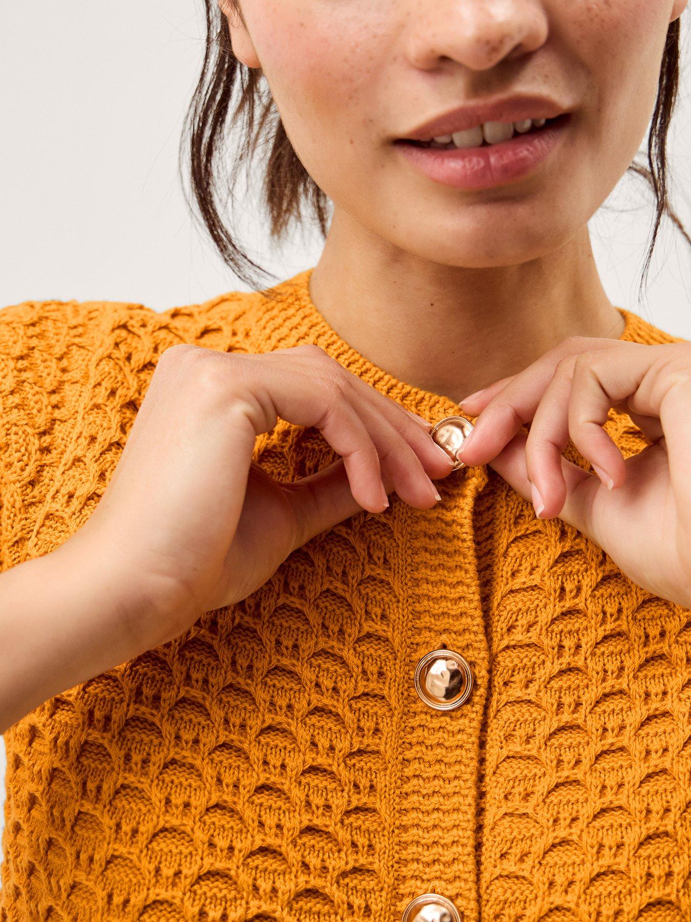  image of monsoon-sarna-stitch-cardigan-orange