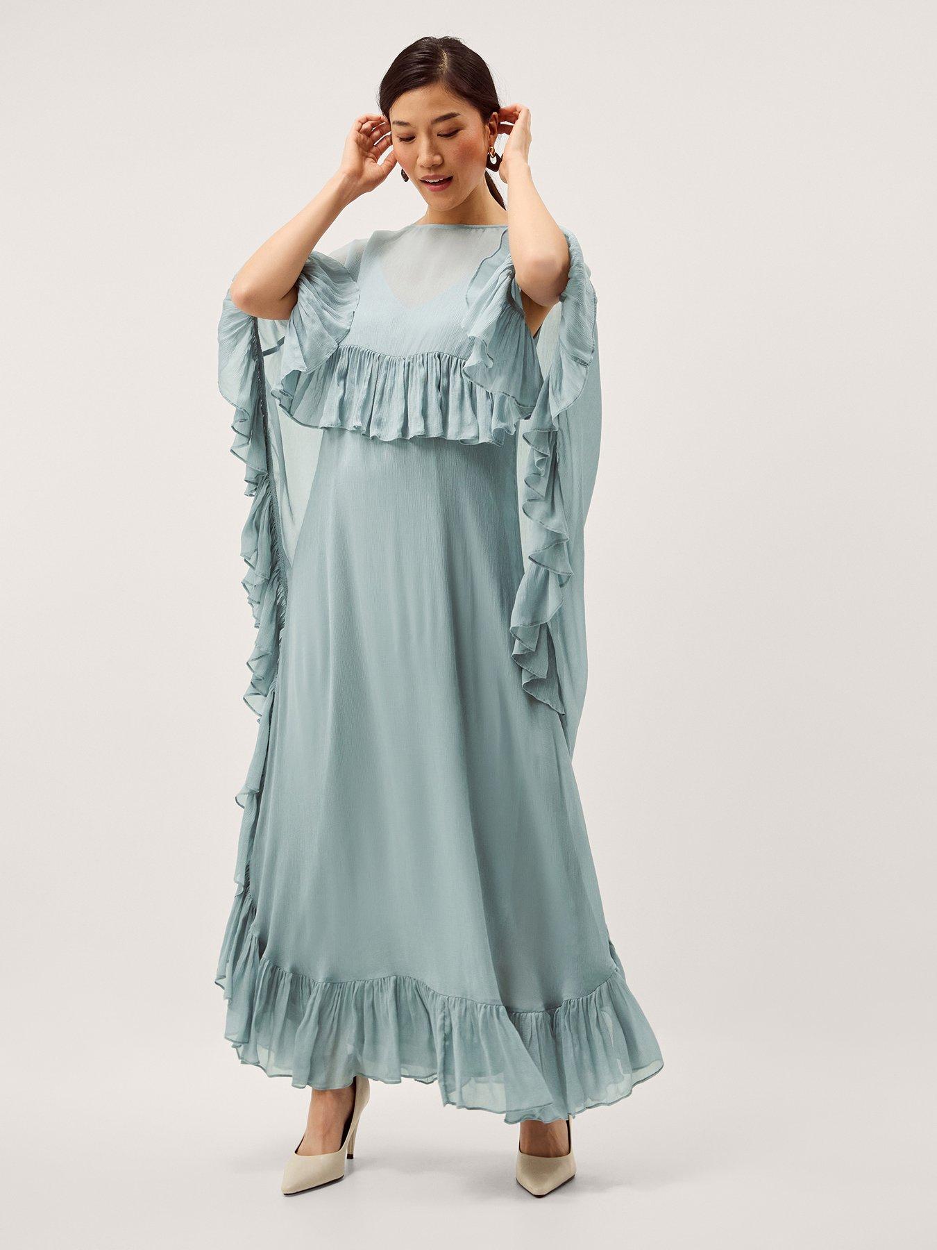 Image 1 of 5 of Monsoon Jodie Pale Dress - Blue