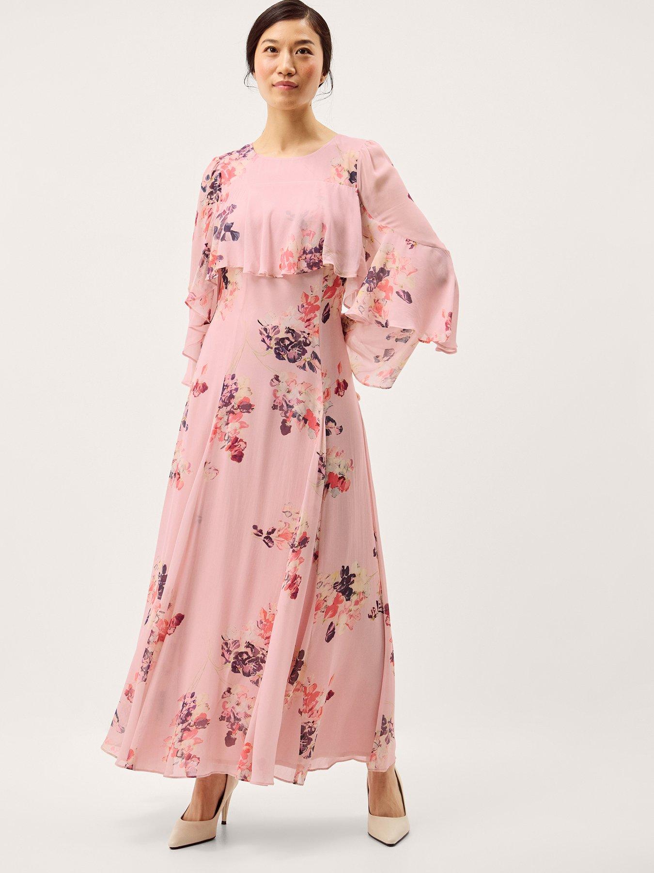 Monsoon Amber Floral Cape Dress - Pink