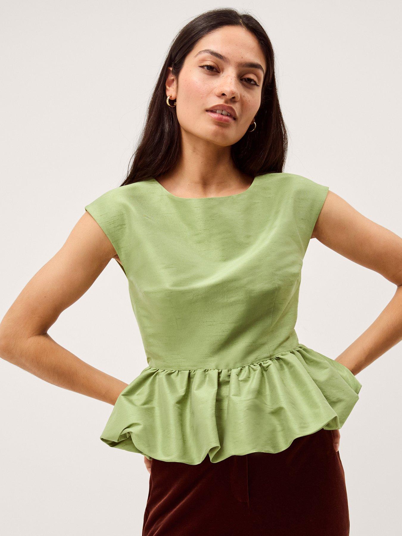 Image 1 of 5 of Monsoon Dahlia Peplum Top - Green