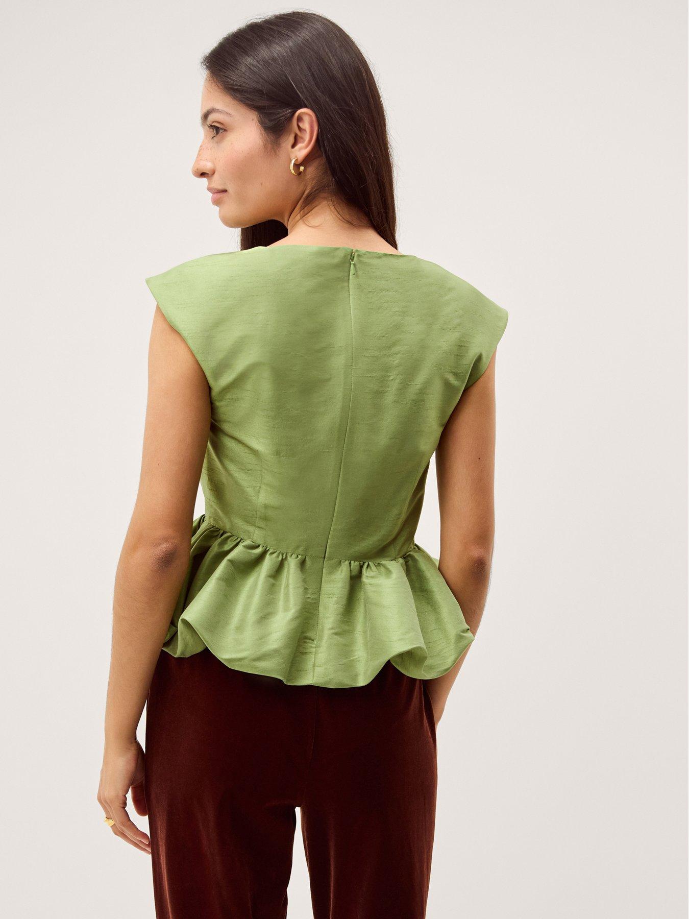 Image 2 of 5 of Monsoon Dahlia Peplum Top - Green