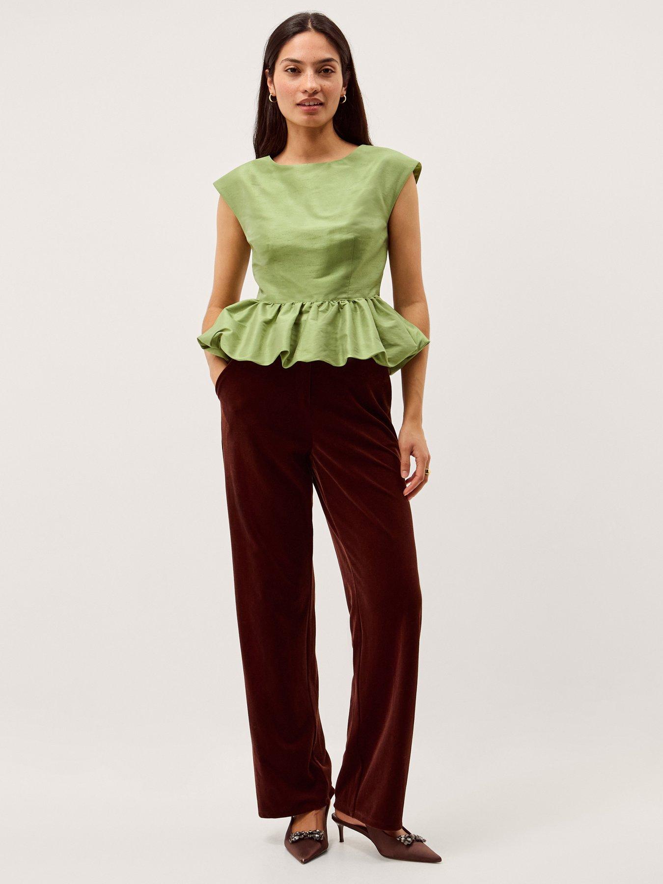 Image 3 of 5 of Monsoon Dahlia Peplum Top - Green