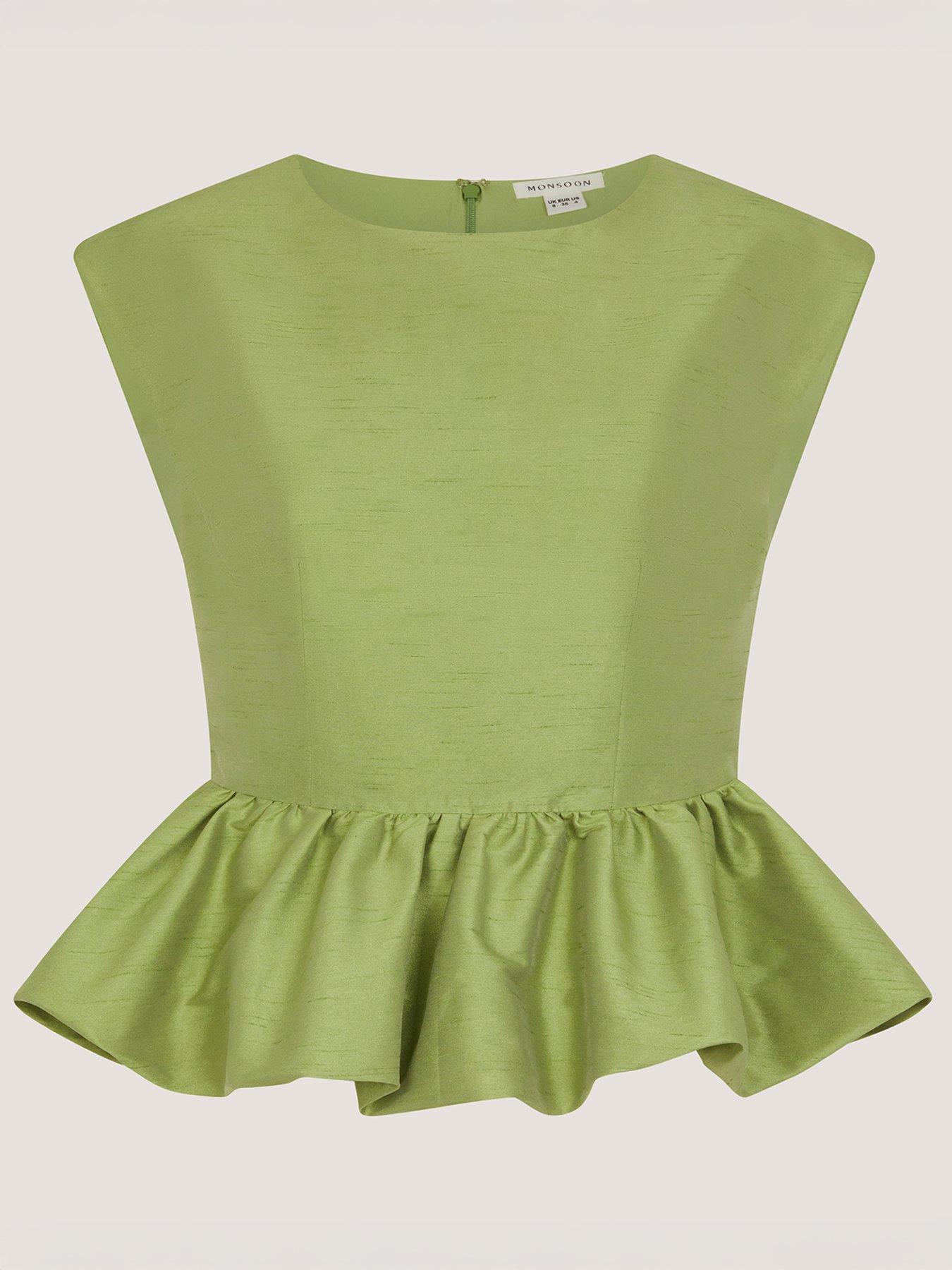Image 5 of 5 of Monsoon Dahlia Peplum Top - Green