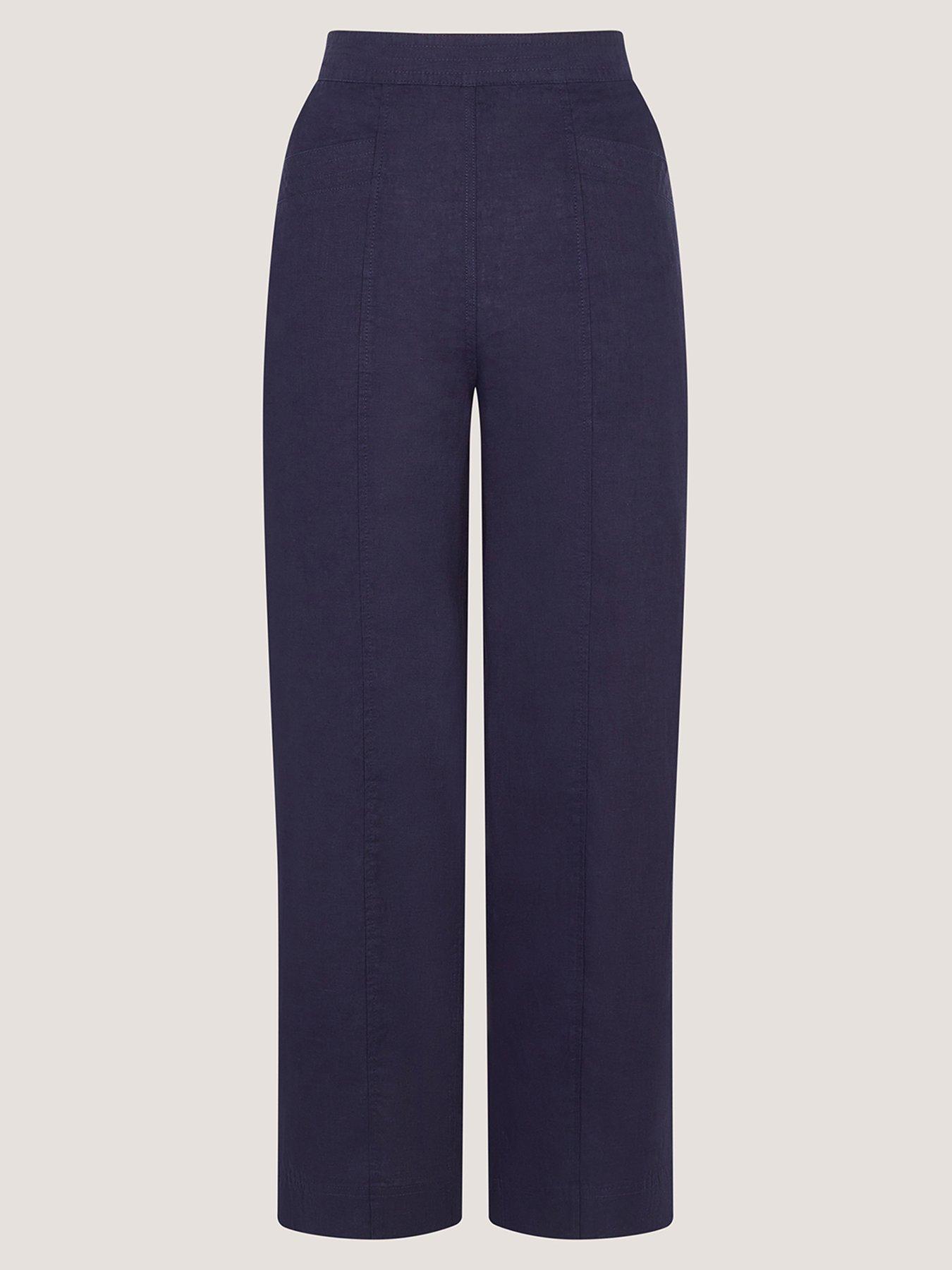  image of monsoon-lucy-linen-trouser-short-blue