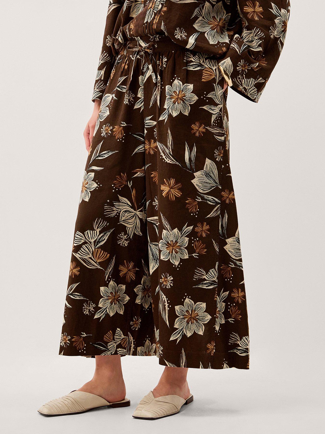 front image of monsoon-esther-linen-trouser-brown