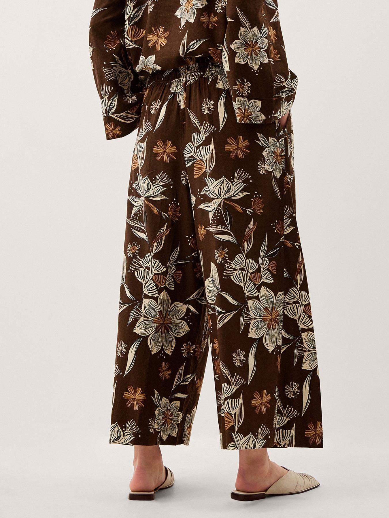  image of monsoon-esther-linen-trouser-brown