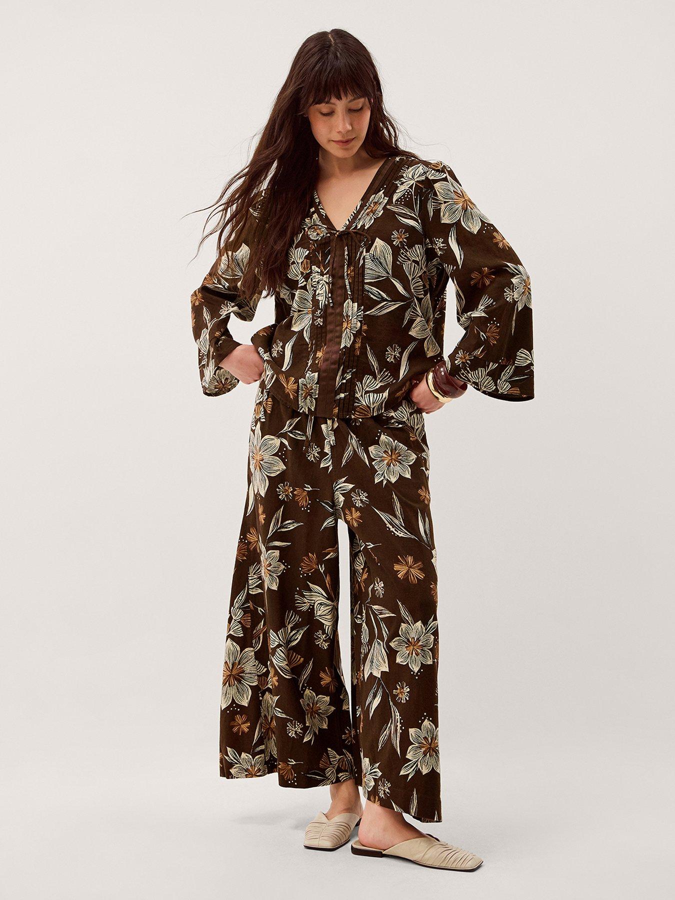  image of monsoon-esther-linen-trouser-brown