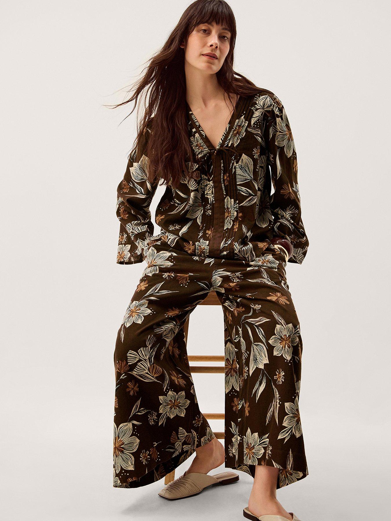  image of monsoon-esther-linen-trouser-brown