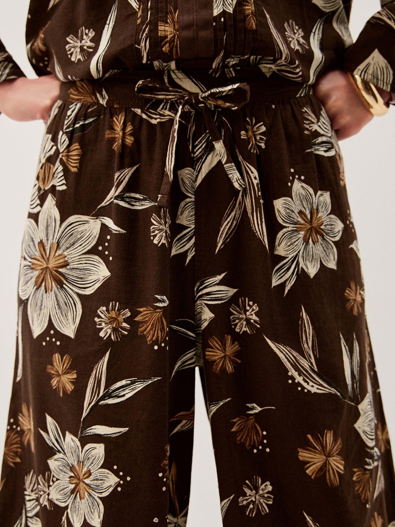  image of monsoon-esther-linen-trouser-brown
