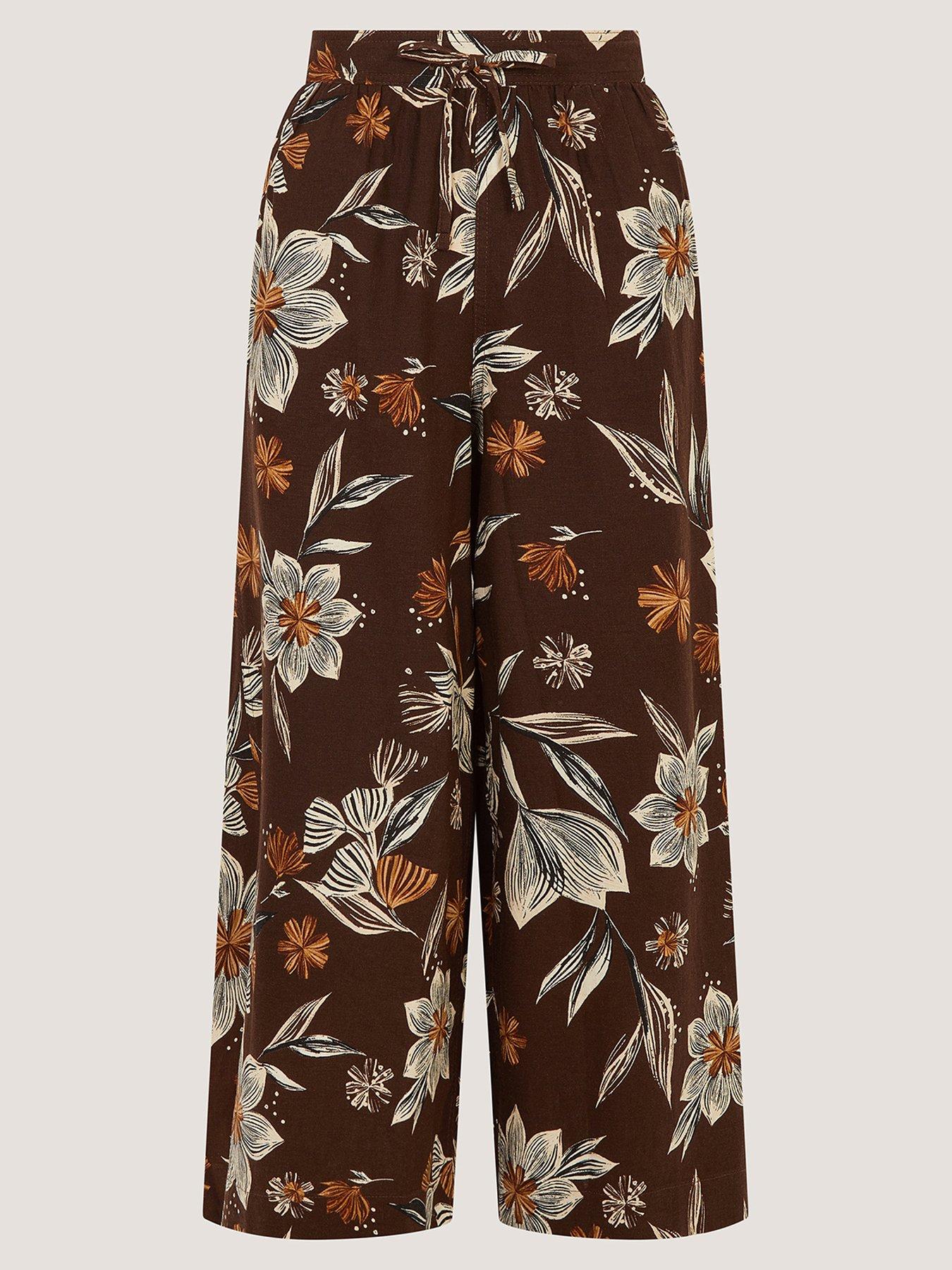  image of monsoon-esther-linen-trouser-brown
