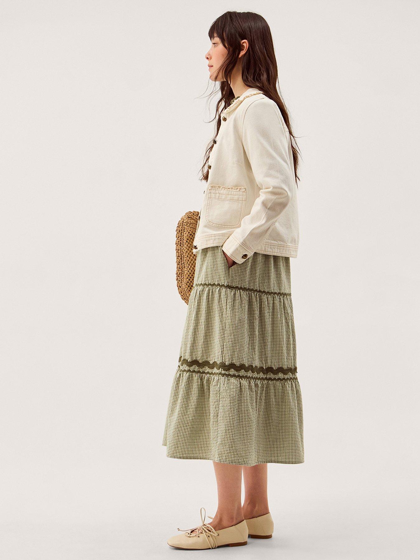 Image 3 of 5 of Monsoon Sadie Frill Denim Jacket - Brown