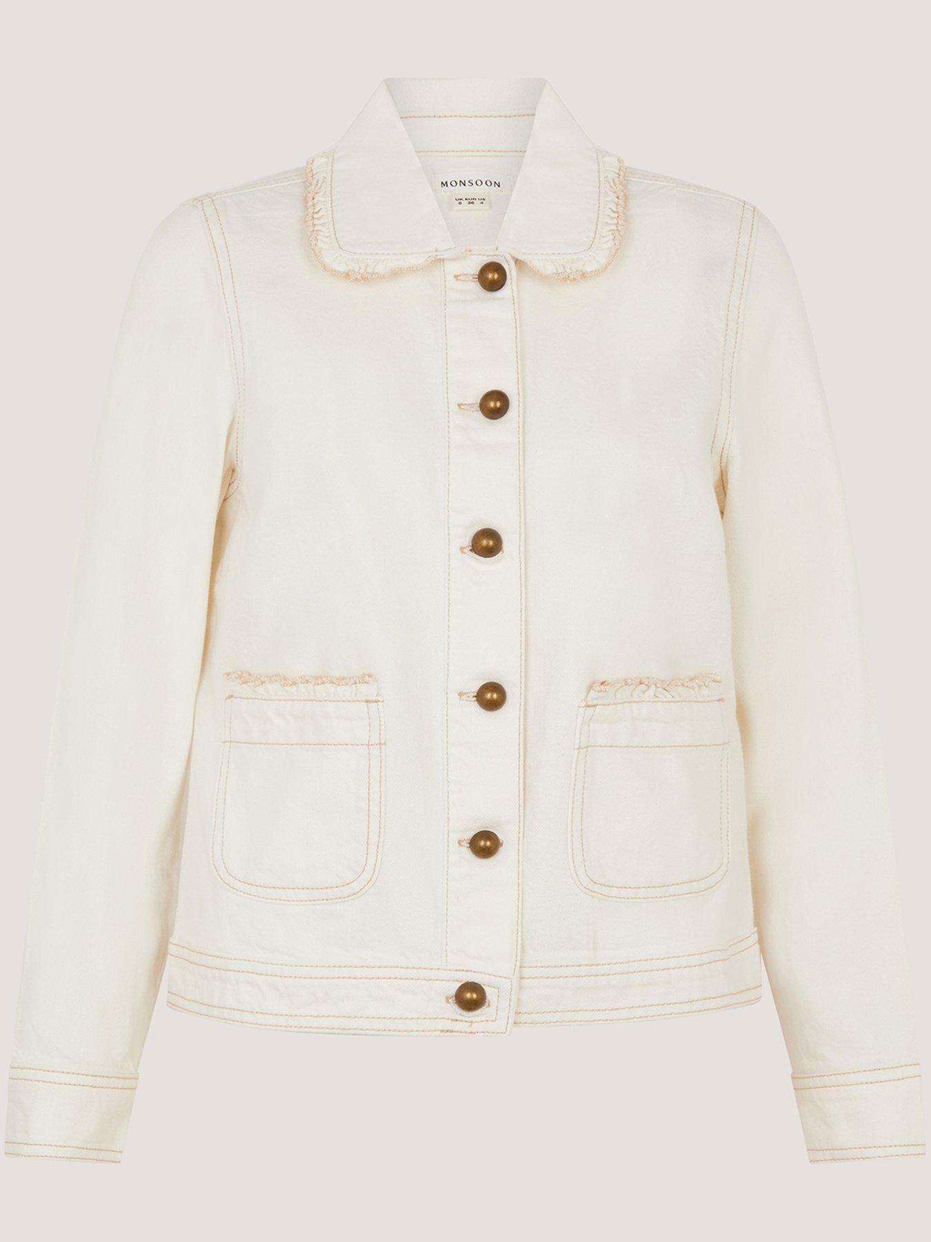 Image 5 of 5 of Monsoon Sadie Frill Denim Jacket - Brown