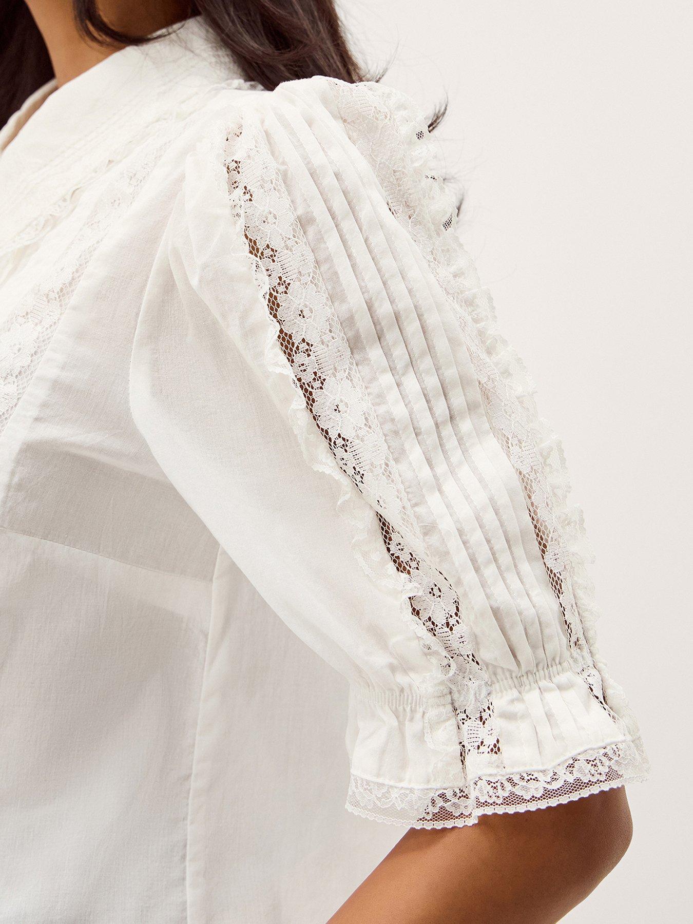 Image 4 of 5 of Monsoon Annette Lace Shirt - White