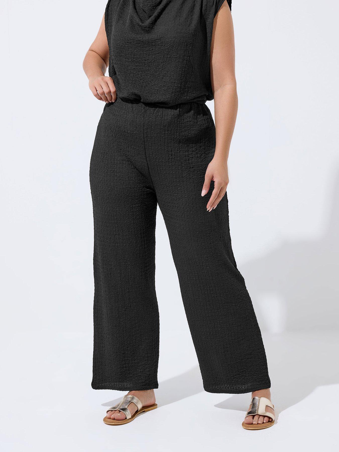 Yours Curve Textured Trouser - Black