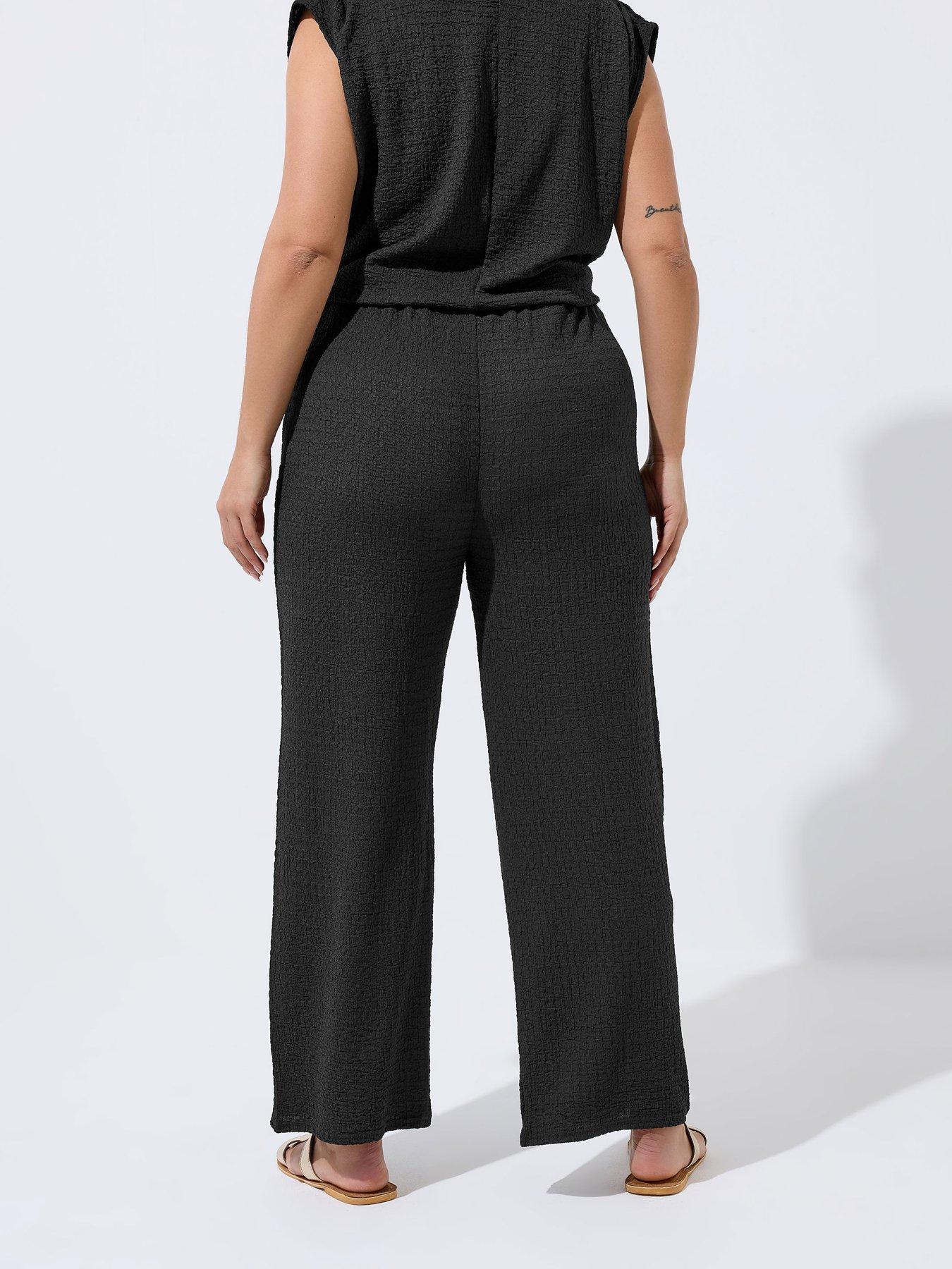 Image 2 of 4 of Yours Curve Textured Trouser - Black
