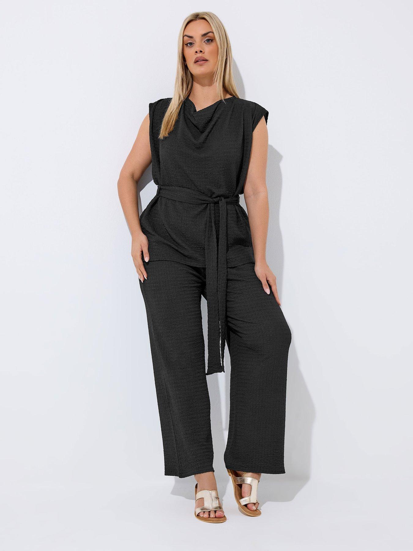 Image 3 of 4 of Yours Curve Textured Trouser - Black