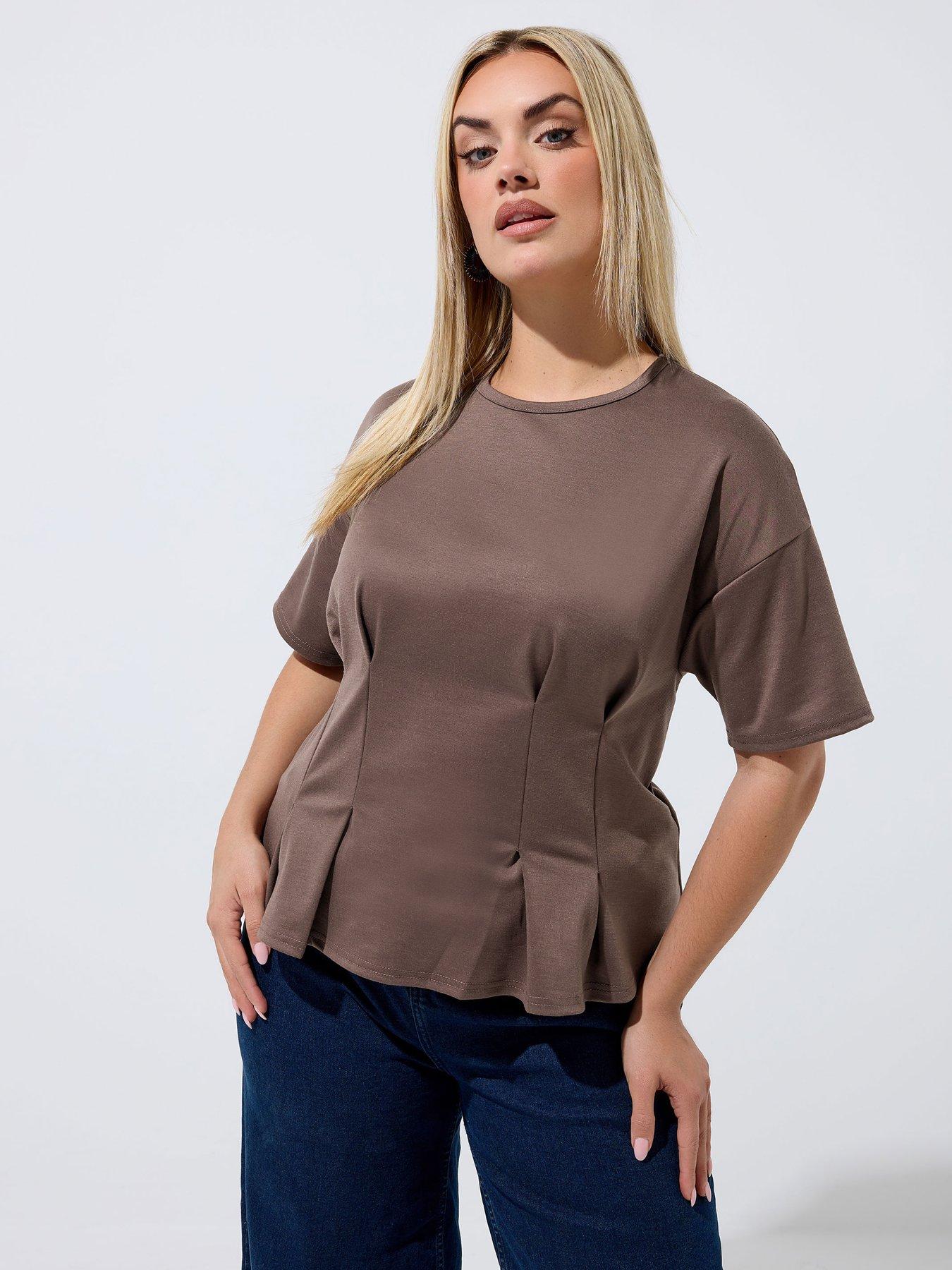 Yours Curve Seam Detail Top - Brown