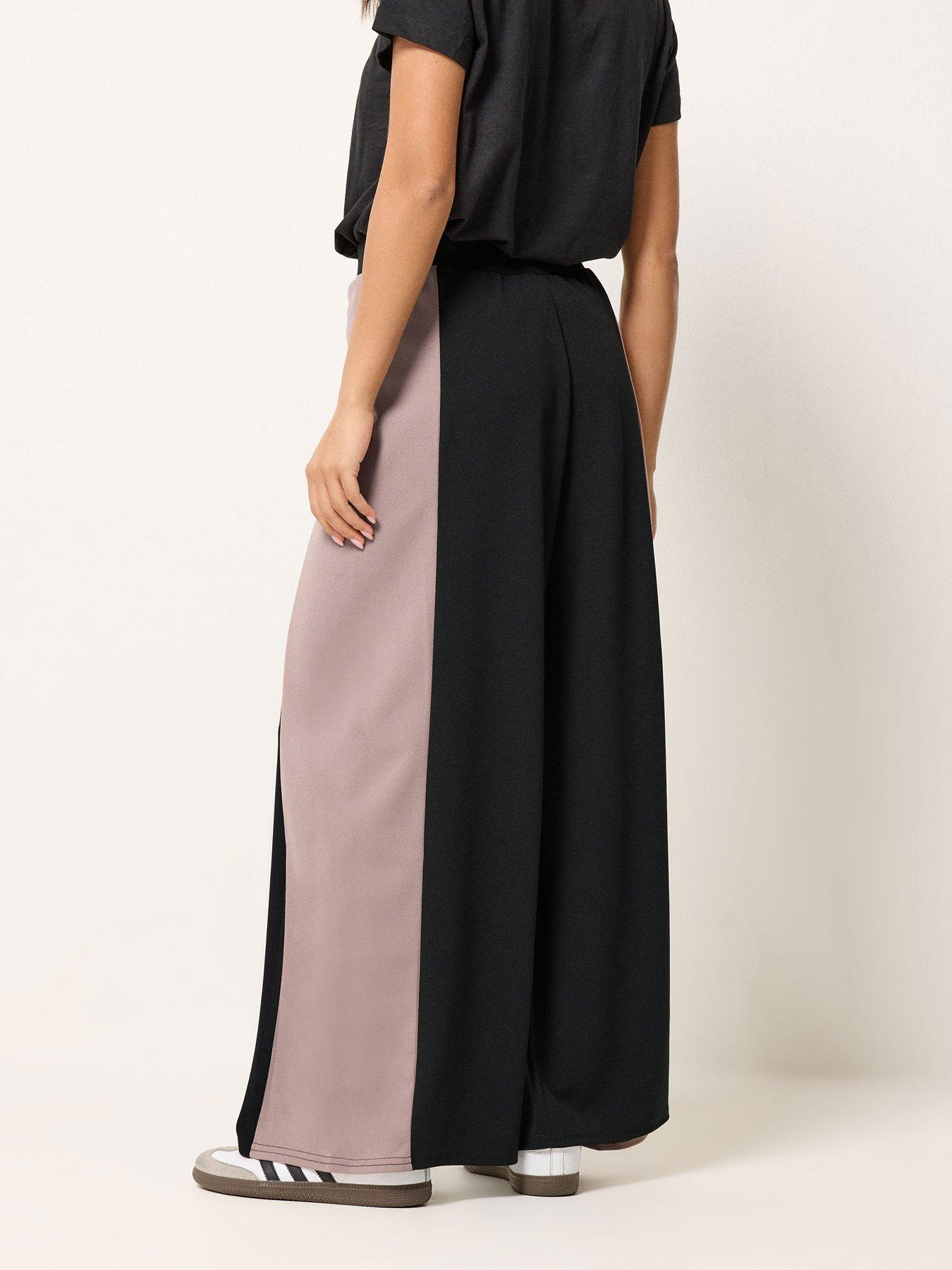 stillFront image of pixiegirl-petite-side-panel-wide-leg-trousers-black
