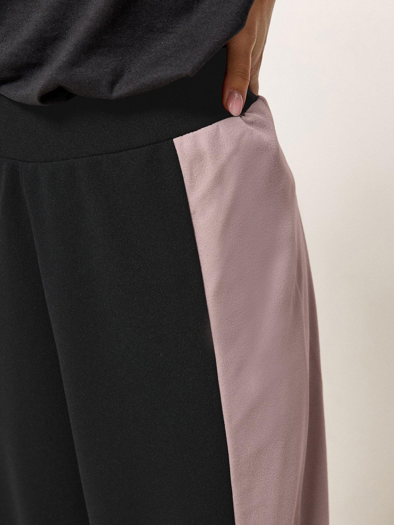  image of pixiegirl-petite-side-panel-wide-leg-trousers-black