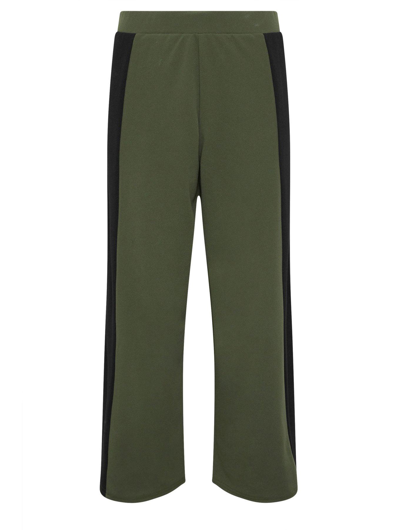  image of pixiegirl-petite-side-panel-wide-leg-trousers-green