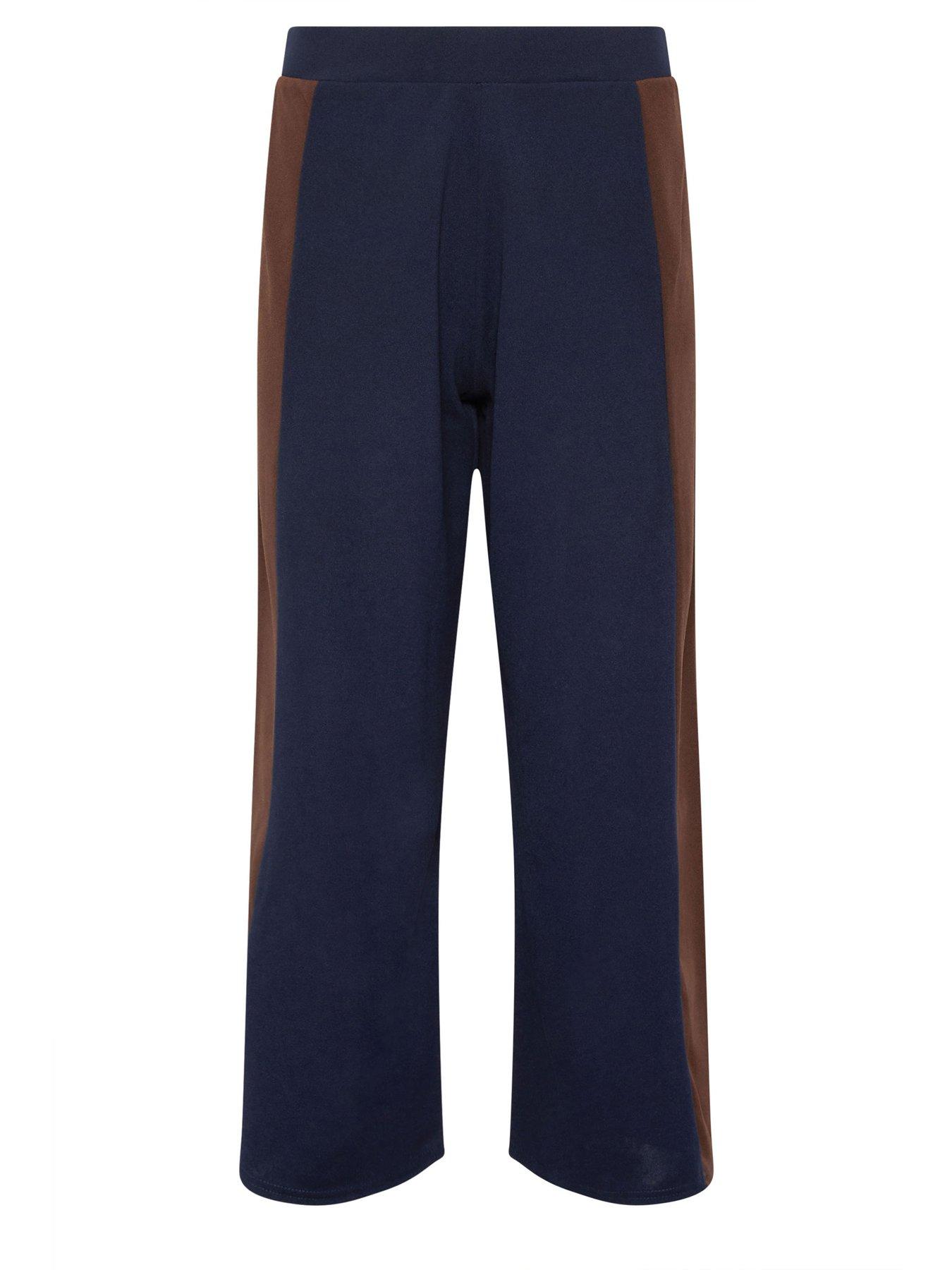  image of pixiegirl-petite-side-panel-wide-leg-trousers-brown