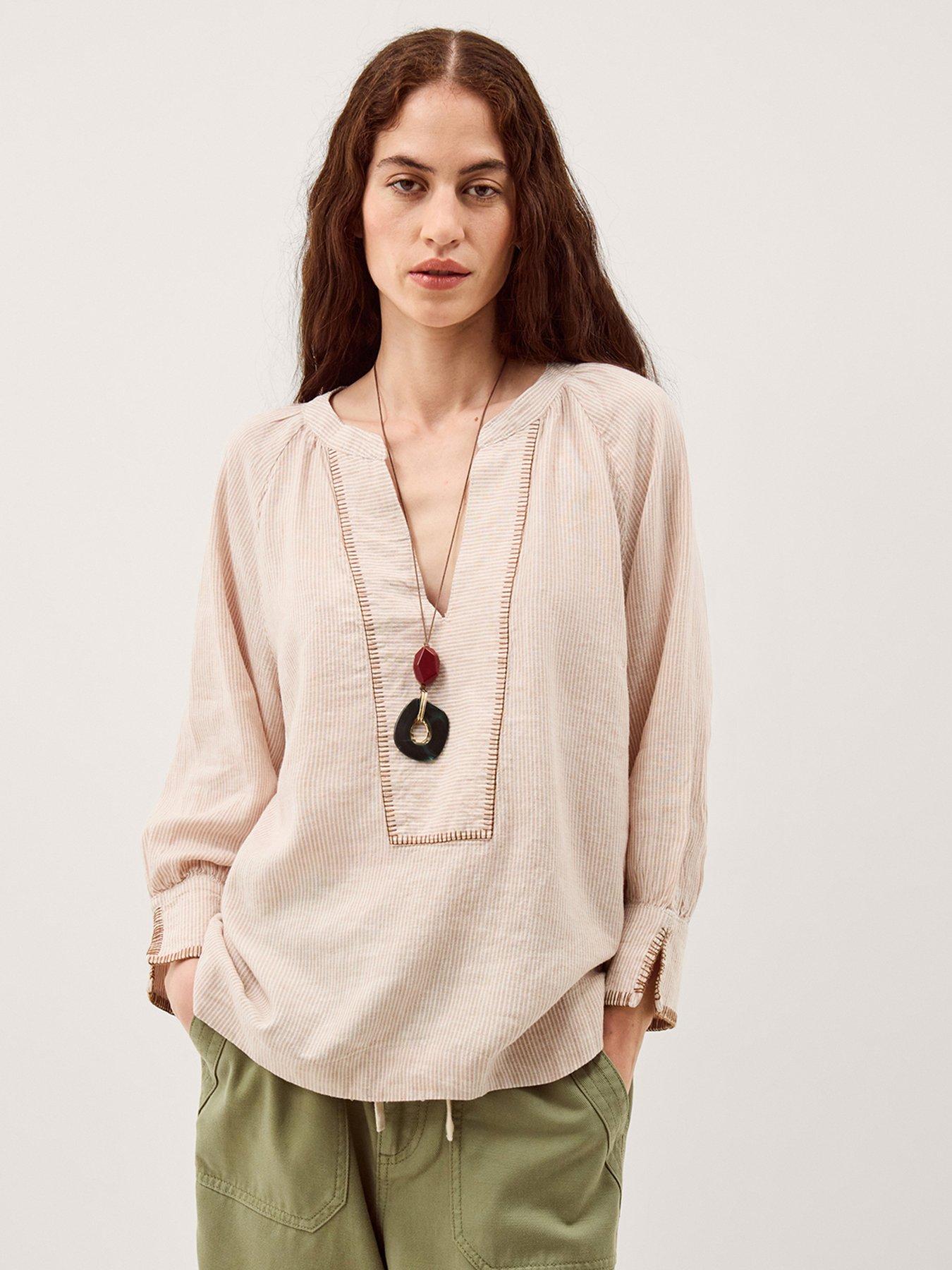 front image of monsoon-frida-stripe-top