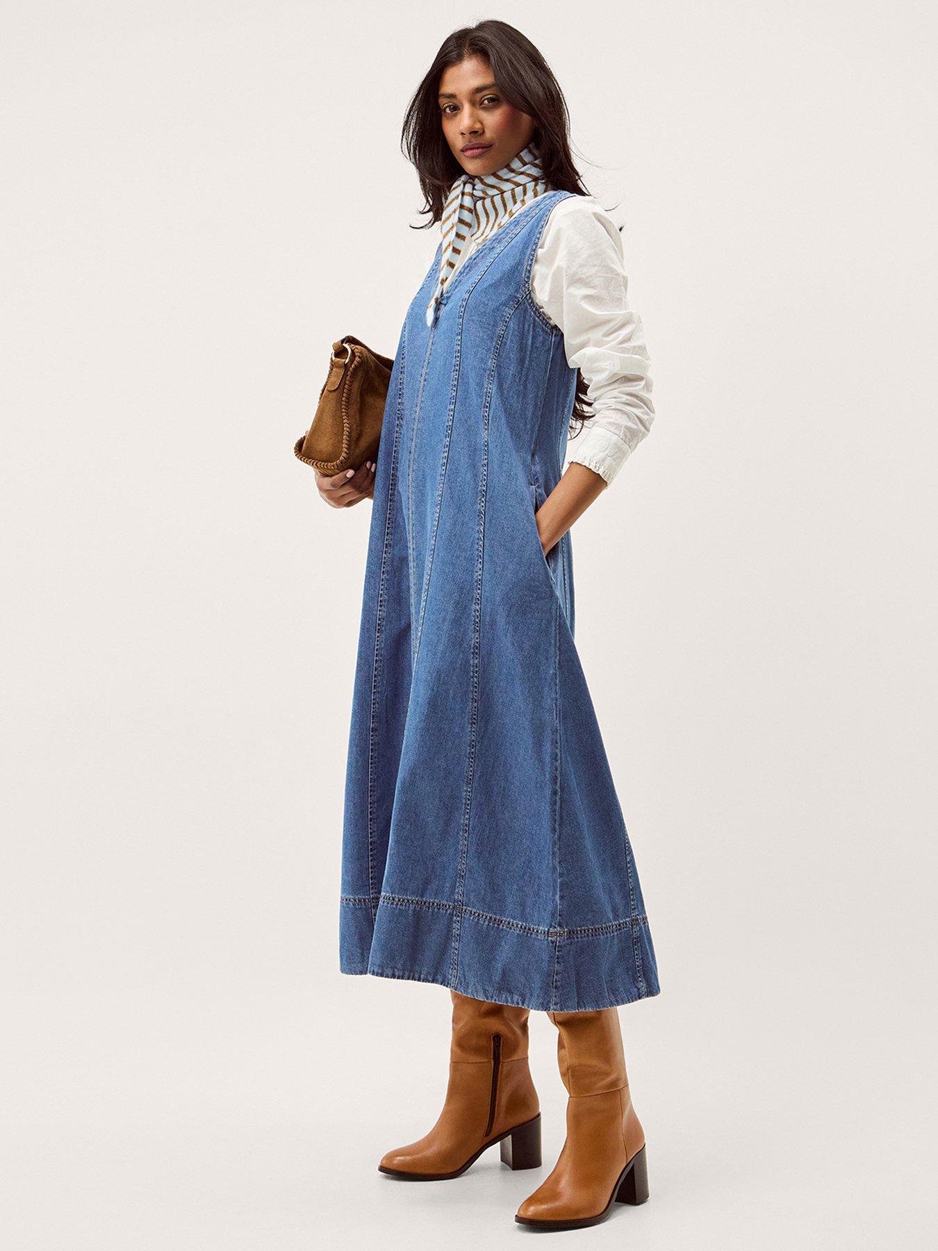  image of monsoon-tessa-denim-dress-blue