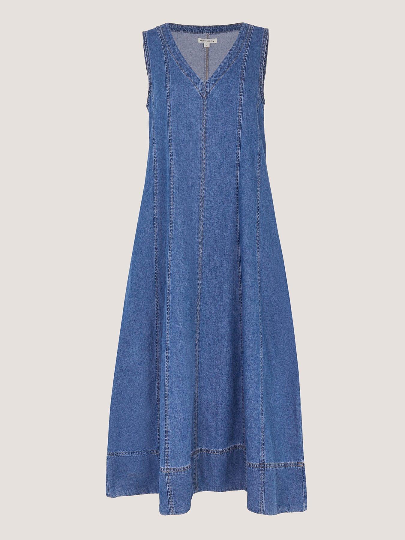  image of monsoon-tessa-denim-dress-blue