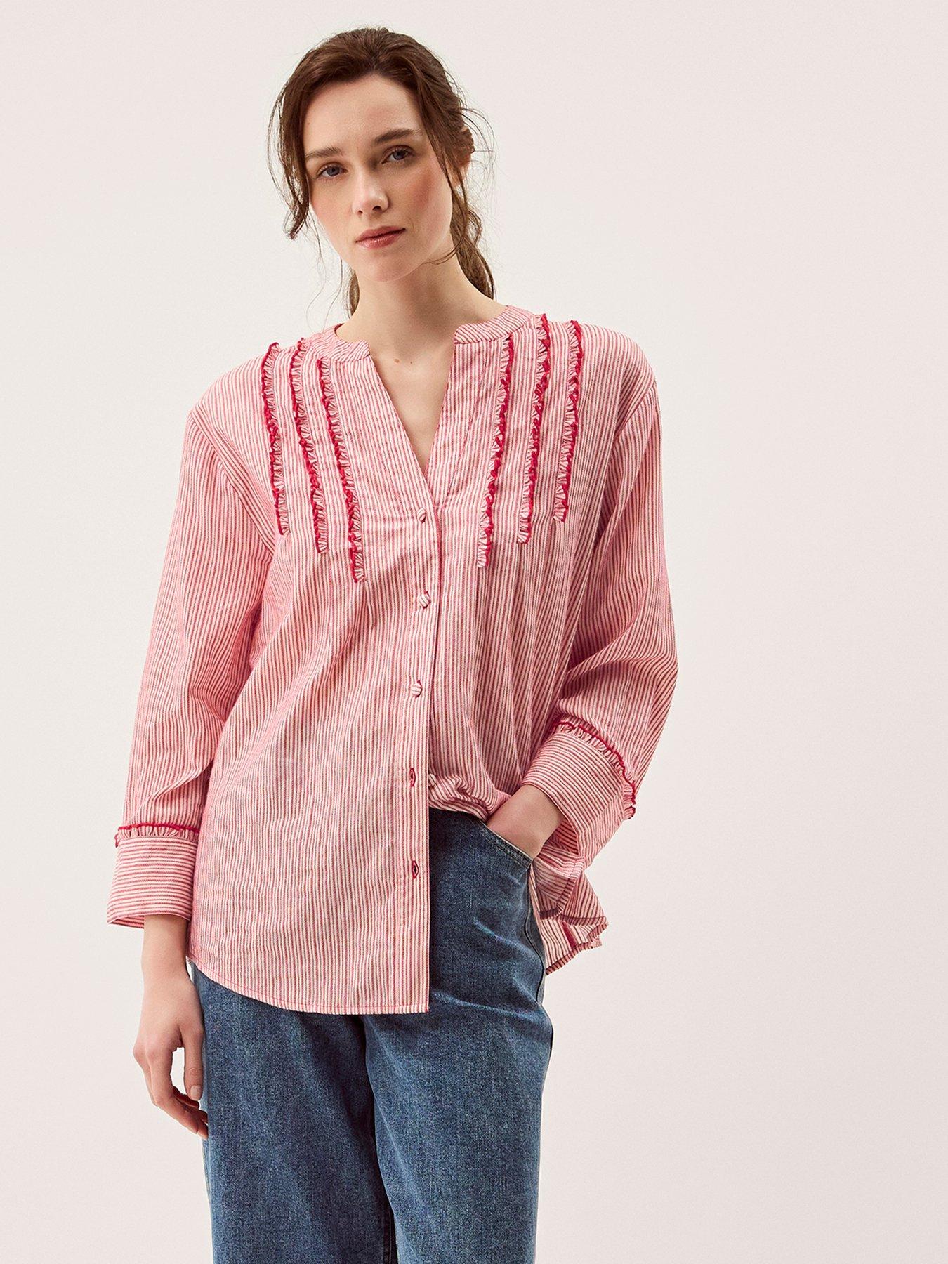 front image of monsoon-ceres-ruffle-shirt-red