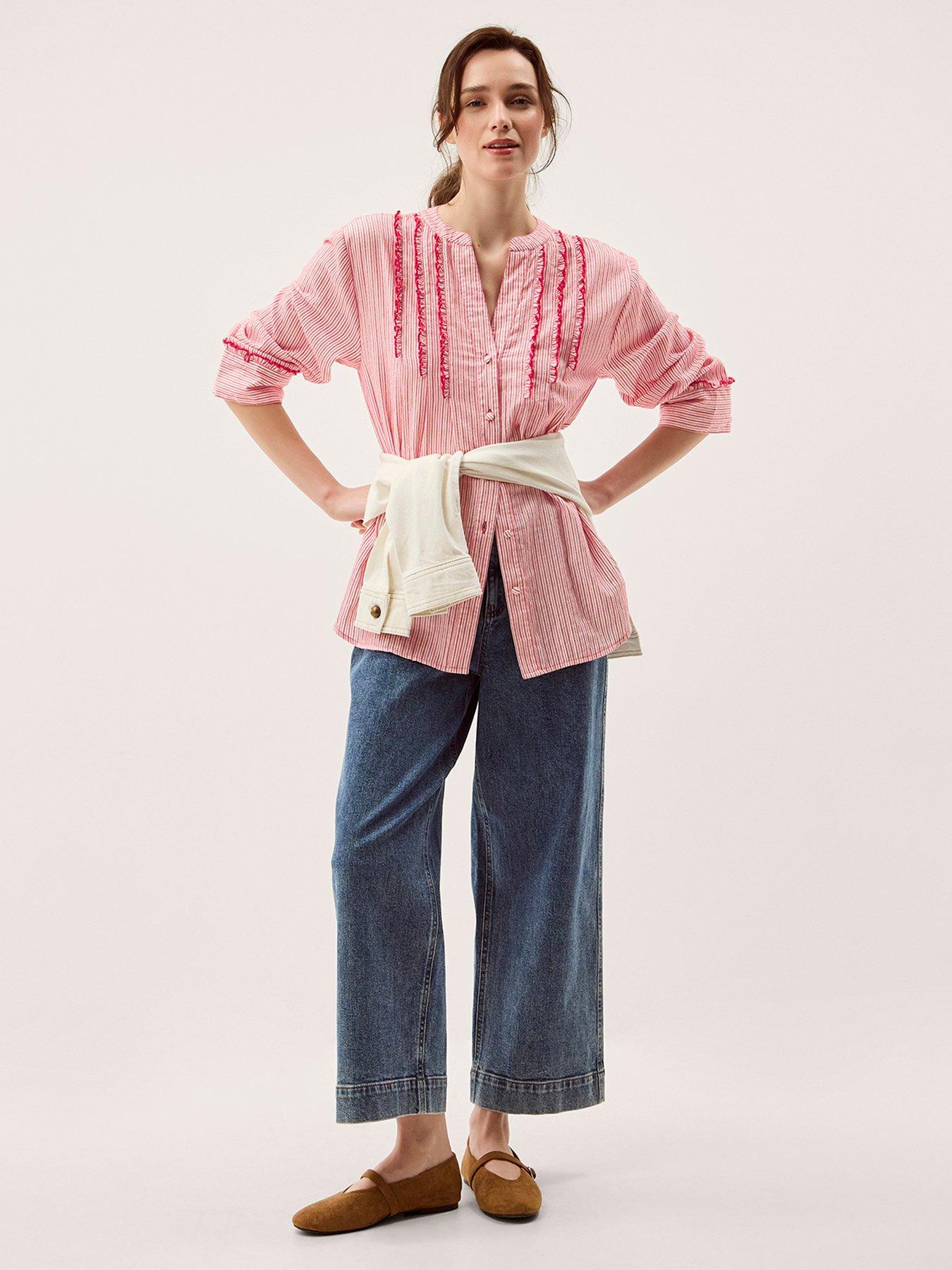  image of monsoon-ceres-ruffle-shirt-red