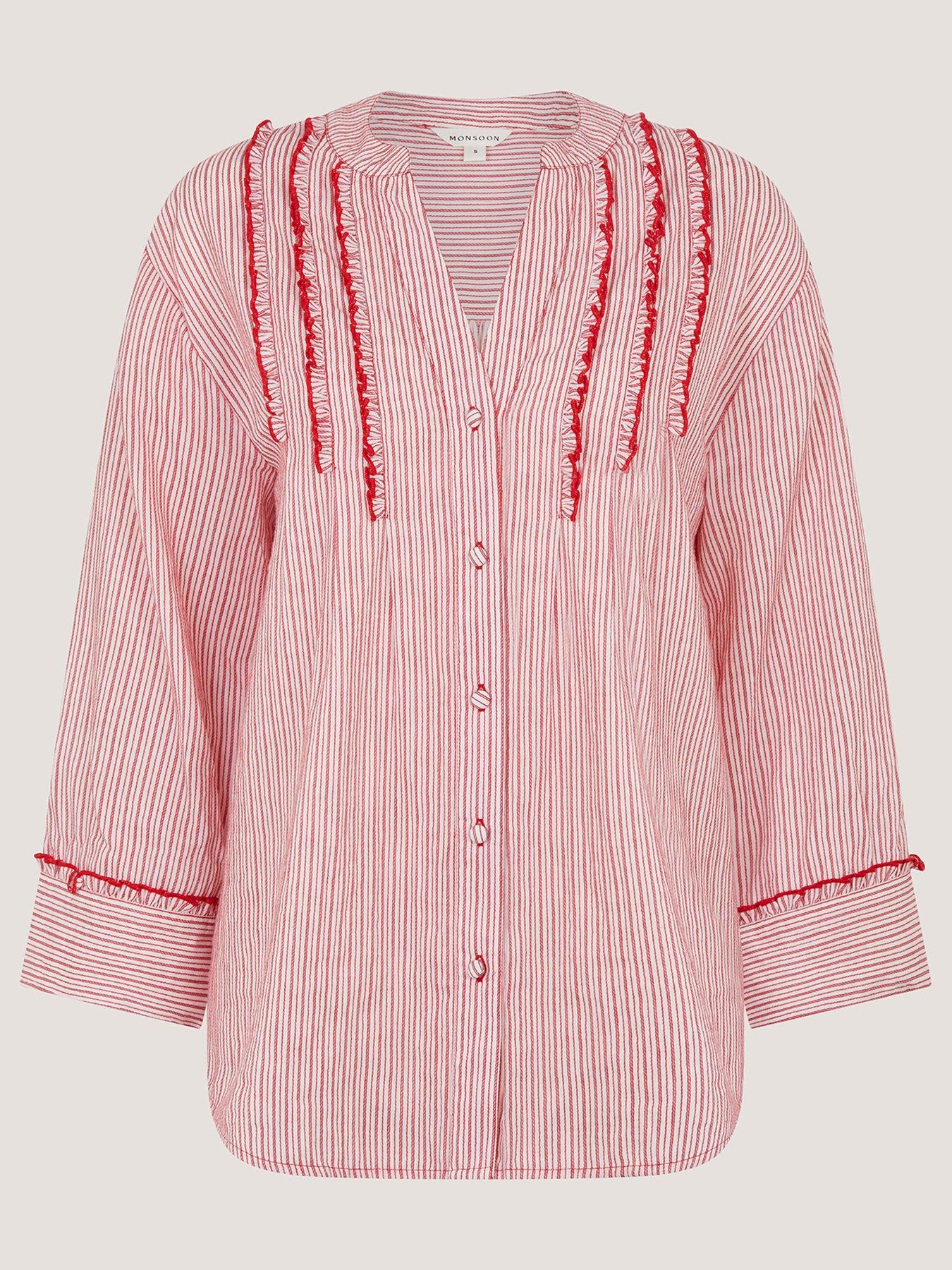  image of monsoon-ceres-ruffle-shirt-red