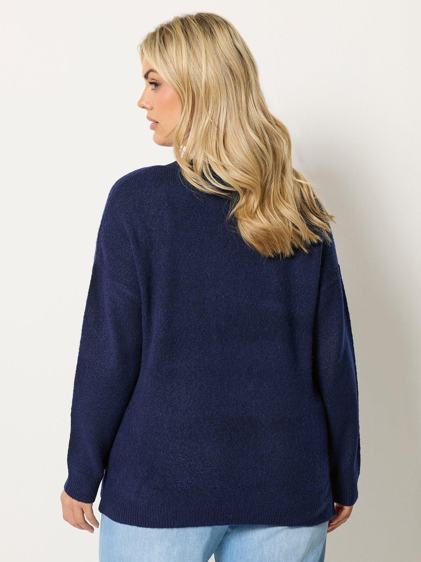 Image 2 of 4 of Yours Curve V-Neck Soft Touch Jumper - Blue
