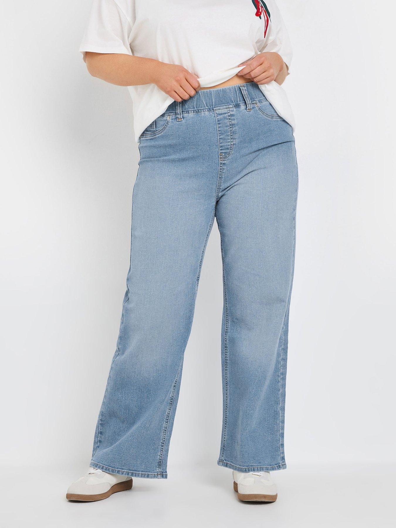 Yours Curve Wide Leg Jegging 28" - Blue