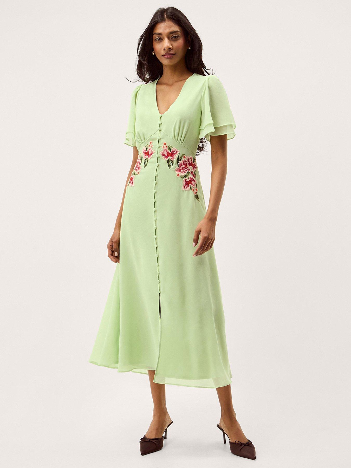 monsoon green embroidered dress Grace Embroidered Dress Green