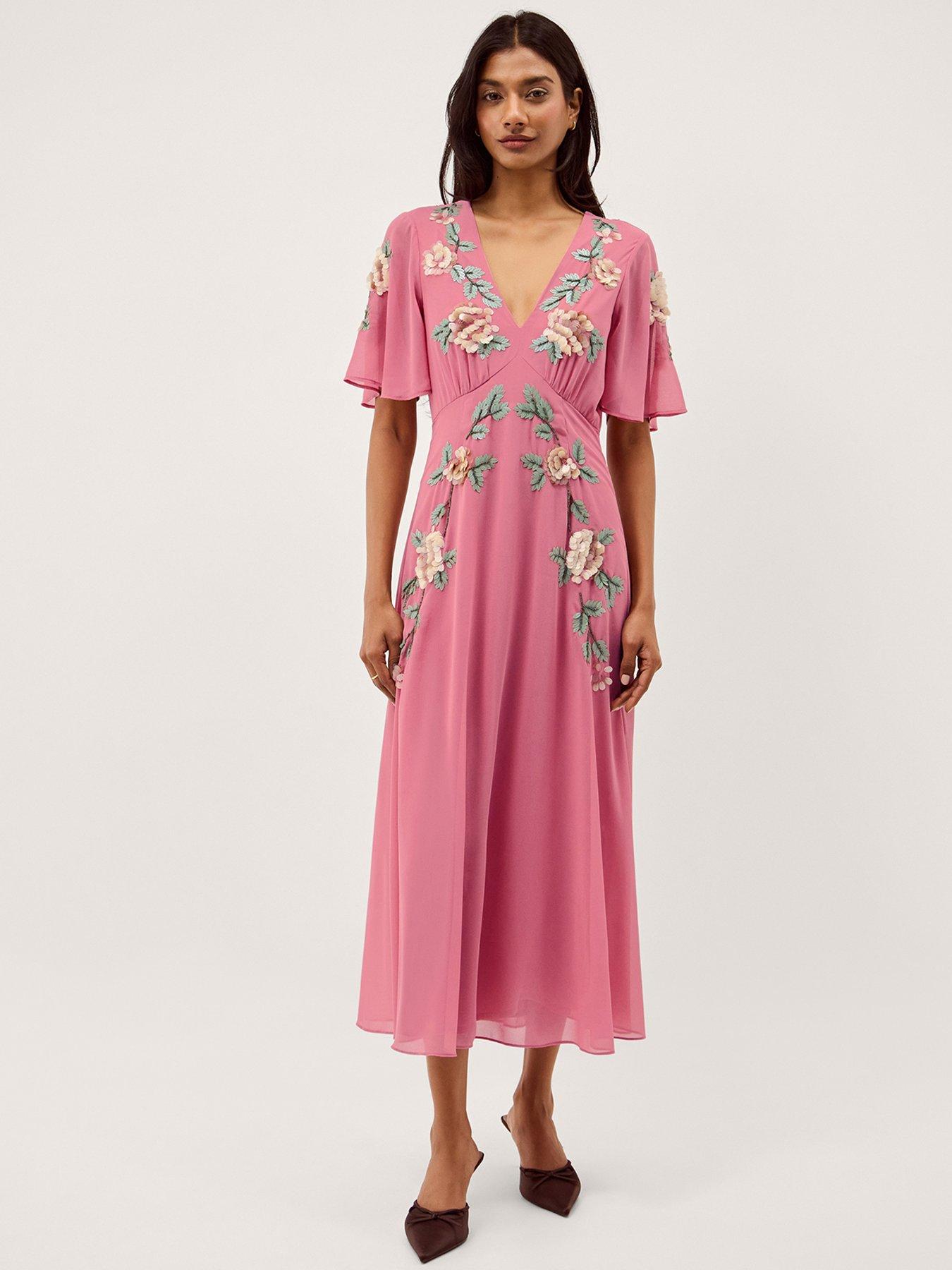  image of monsoon-cora-embellished-dress-red