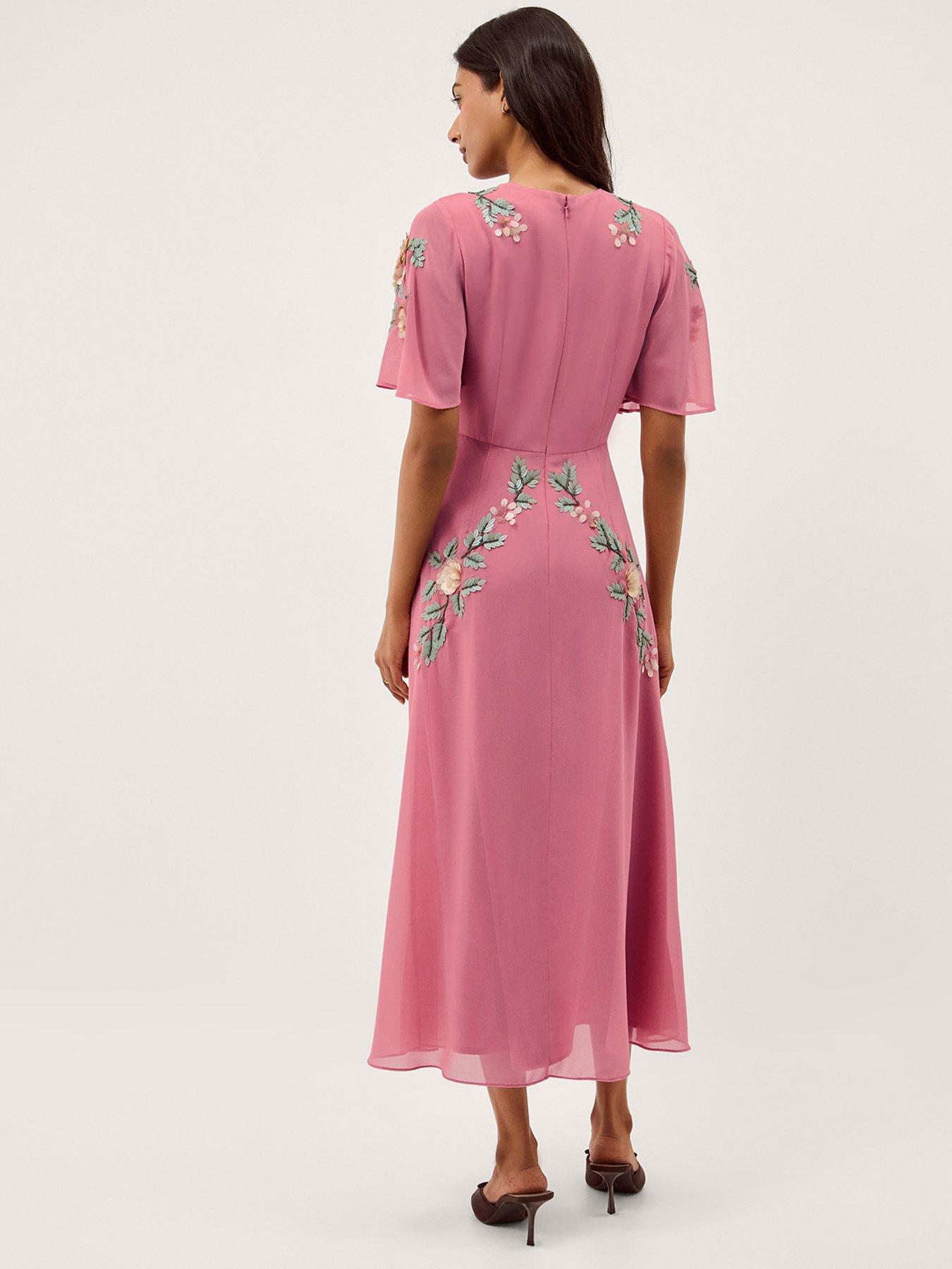  image of monsoon-cora-embellished-dress-red
