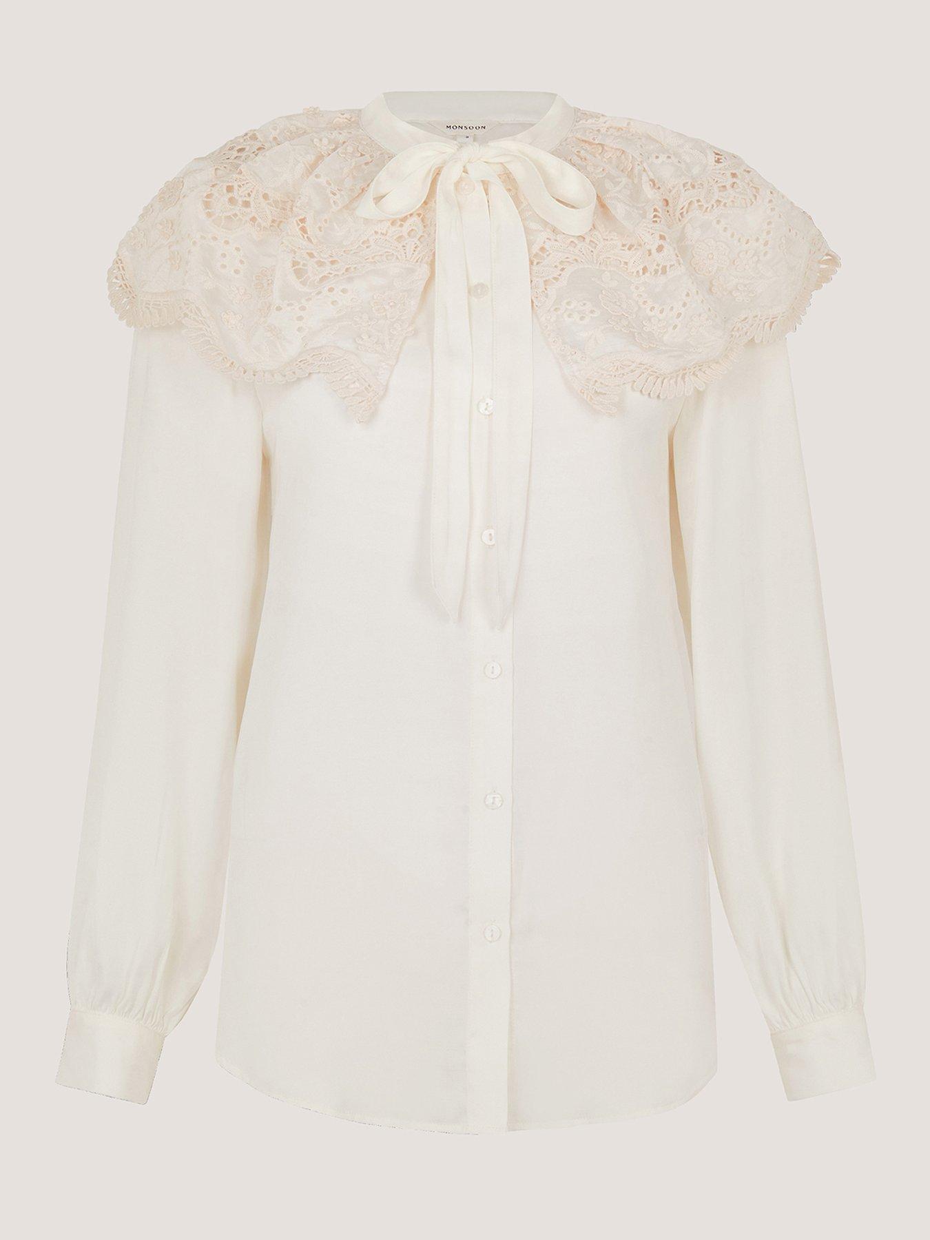  image of monsoon-cora-collar-blouse-white