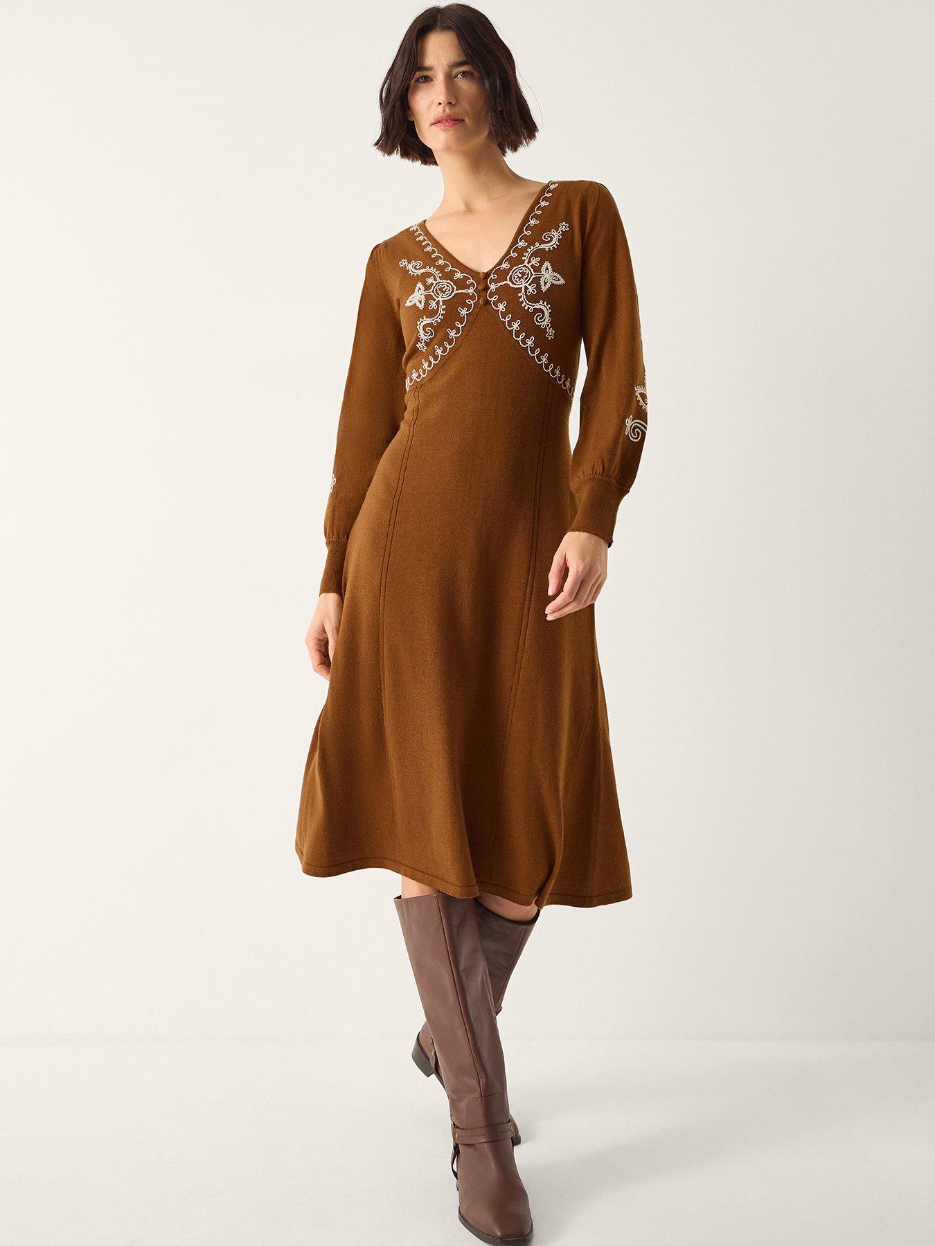  image of monsoon-cleo-cornelli-dress-brown
