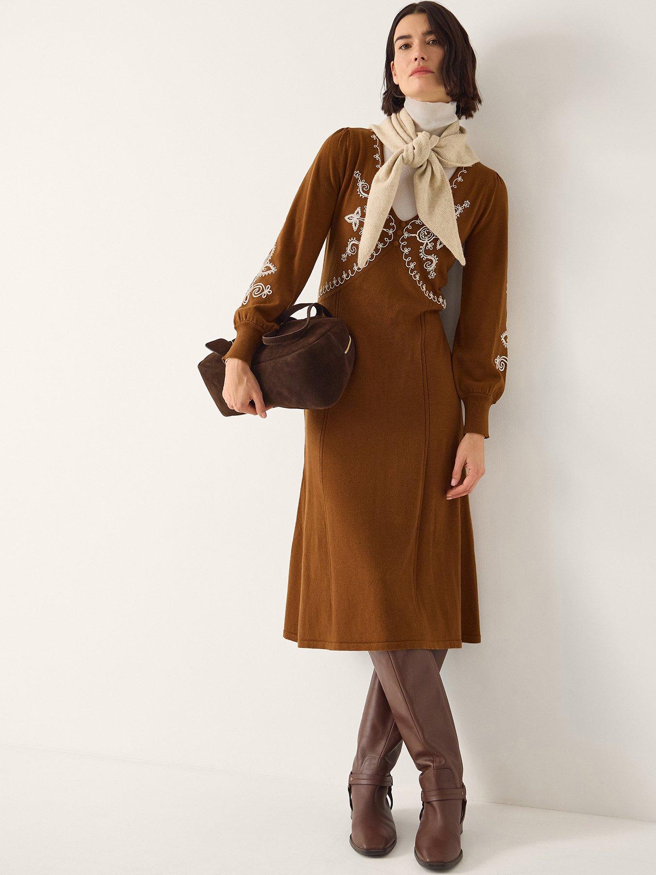  image of monsoon-cleo-cornelli-dress-brown