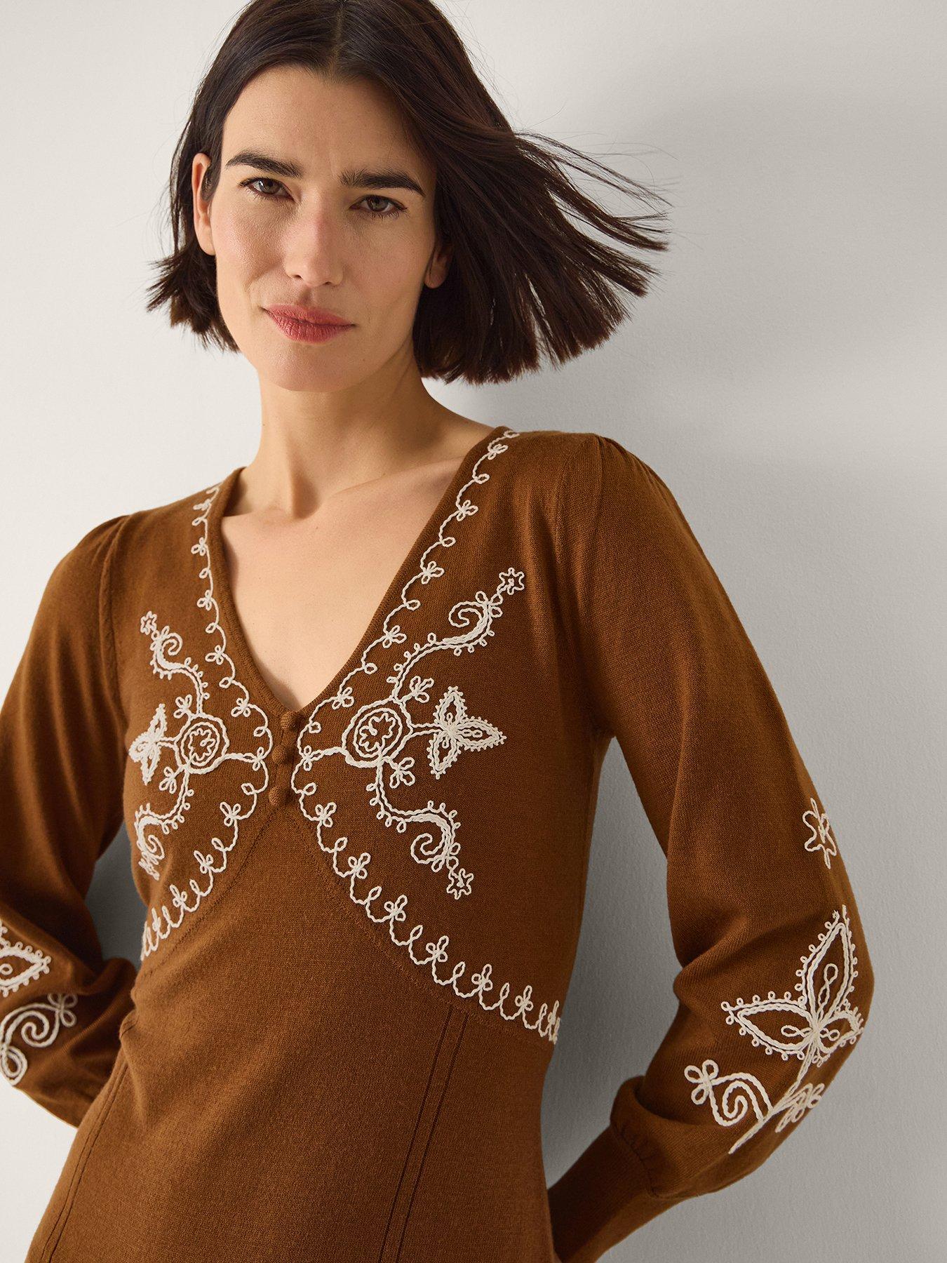  image of monsoon-cleo-cornelli-dress-brown