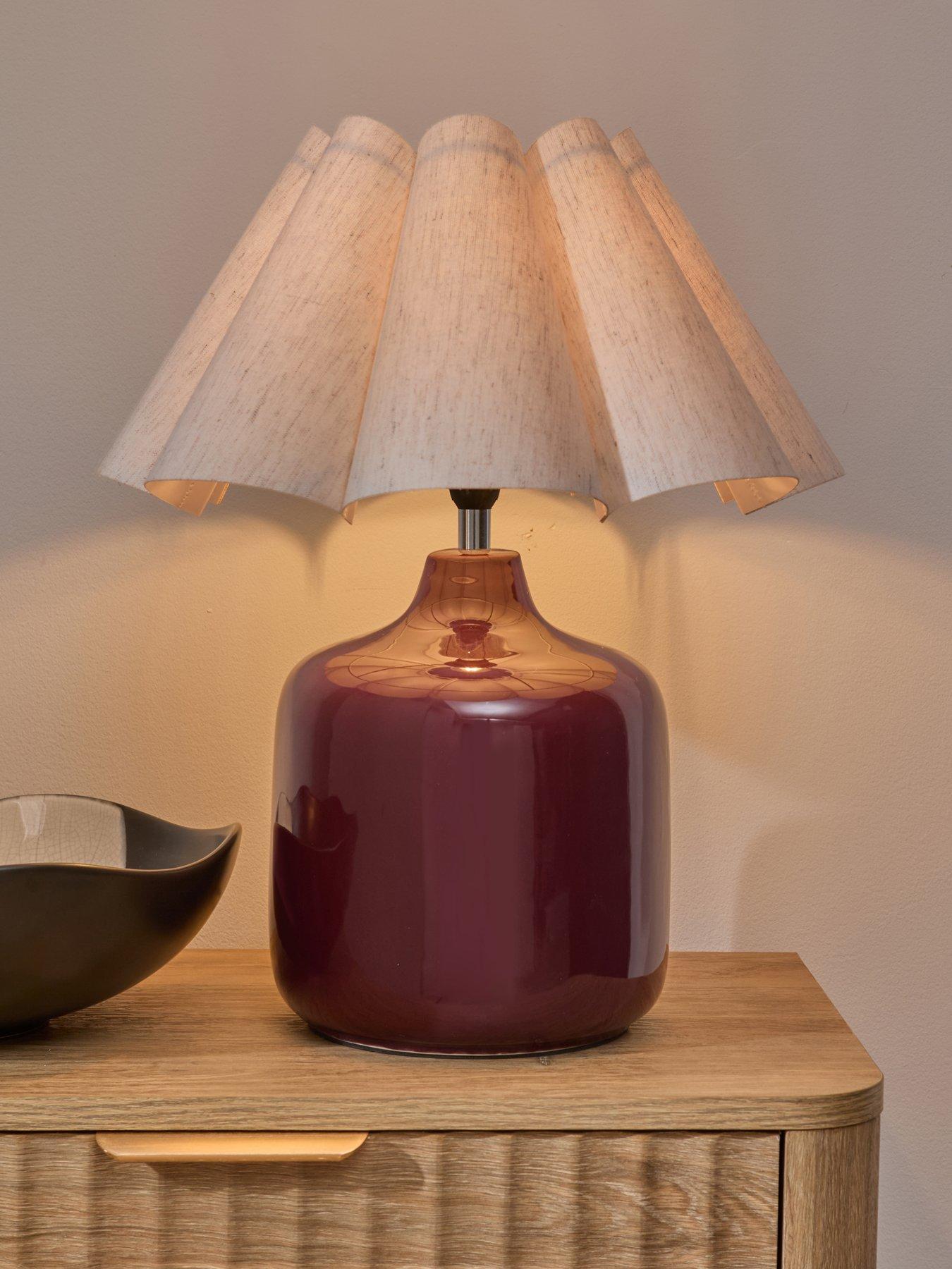 The Very Collection Burgundy Table Lamp With Pleate Shade